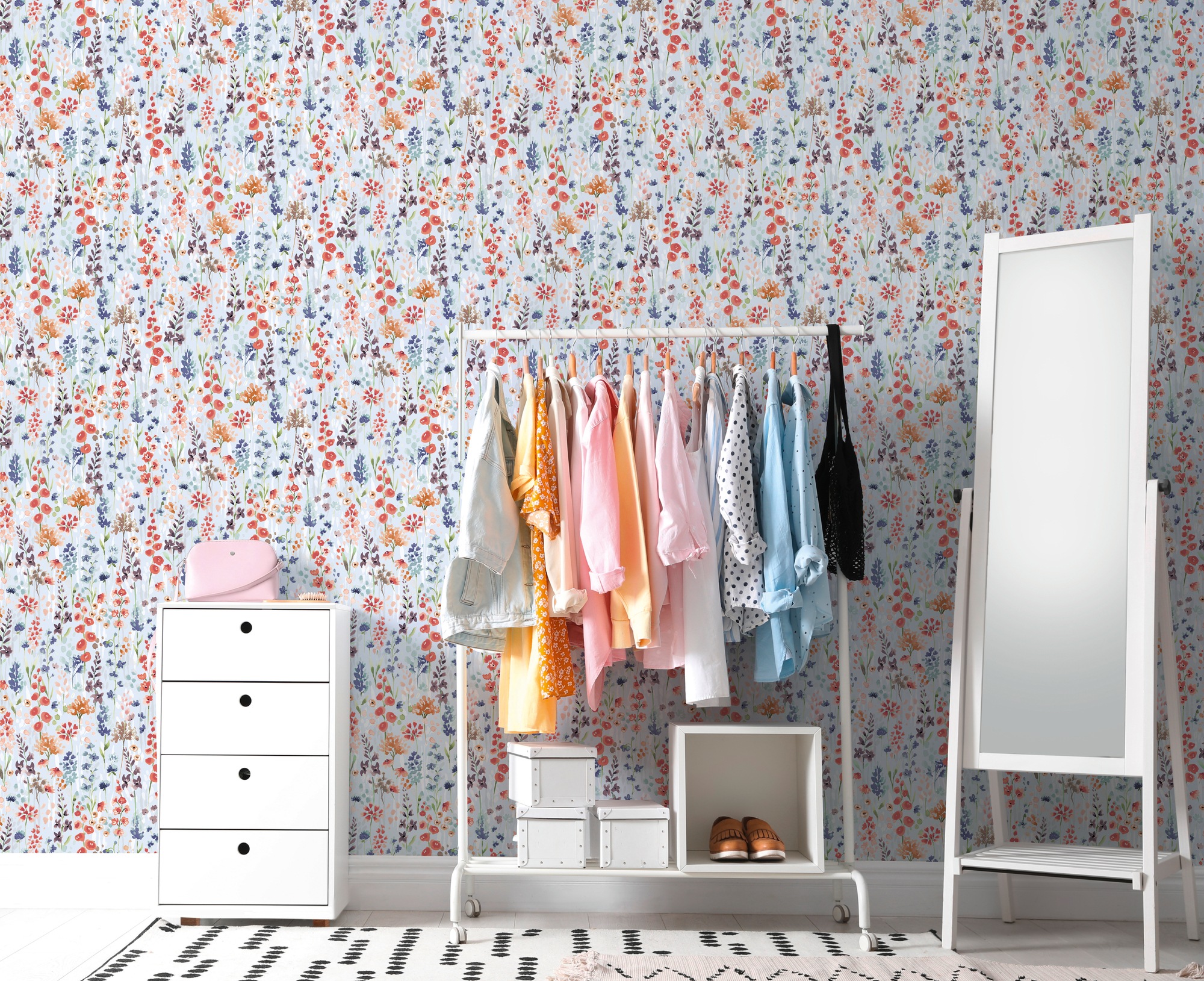 A.S. Création Vliestapete »Aquarell Dreams Blümchen-Tapete Mustertapete Blumen Blumen«, matt, Vliestapete Blumen für Schlafzimmer Küche Wohnzimmer Blümchen Design