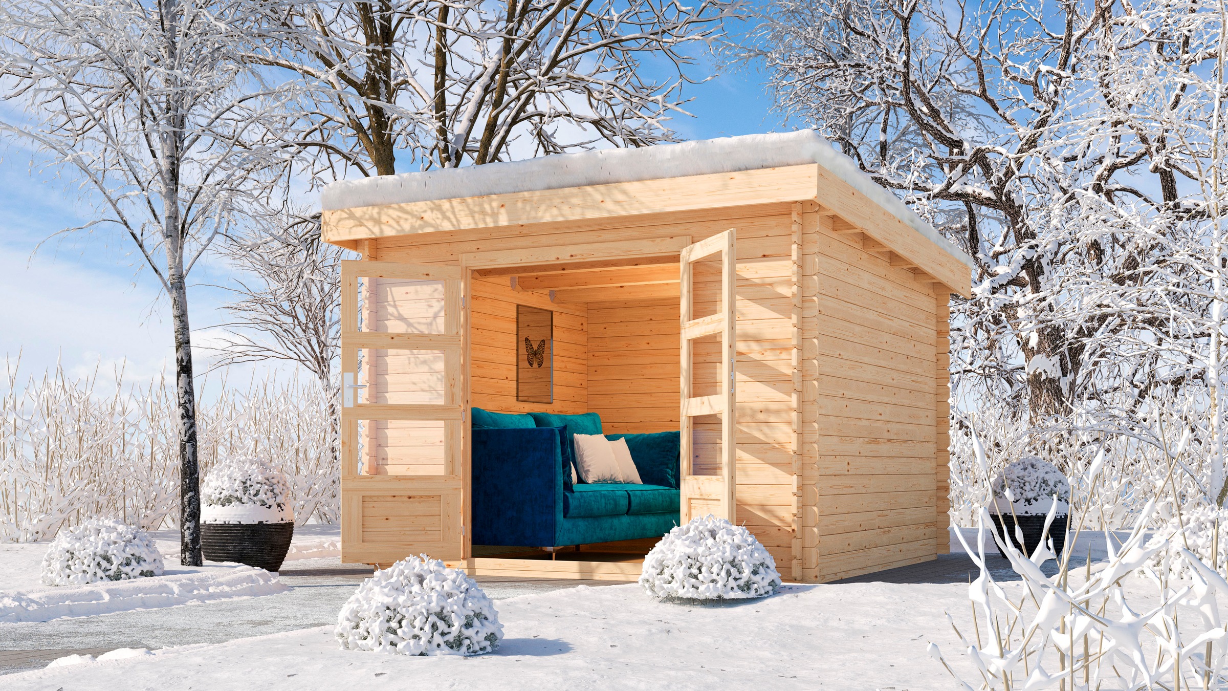 Karibu Gartenhaus ""Lumet 5" Set", naturbelassen oder anthrazit, Schneelast günstig online kaufen