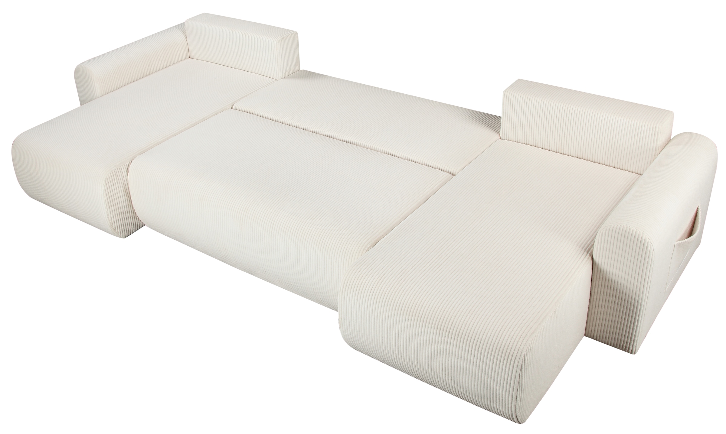 OTTO home Wohnlandschaft »JONAA, 311 cm, U-Form, Schlafsofa, Boxspringfederung, Dauerschläfer« 133/270cm, Bettkasten, Seitentaschen, Cord und Struktur