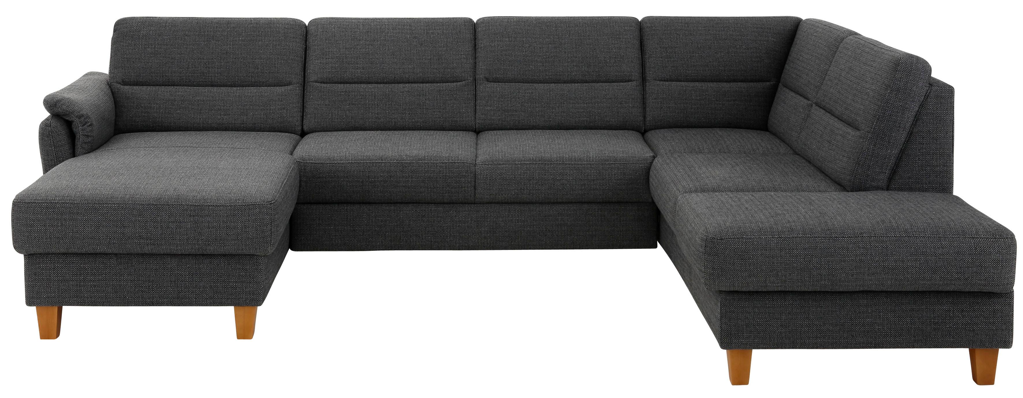 Home affaire Wohnlandschaft "Palmera U-Form, B: 308 cm, große Stoff + Leder Auswahl" optional Schlaffunktion & Bettkasten, Federkern, XXL-Wohnlandschaft