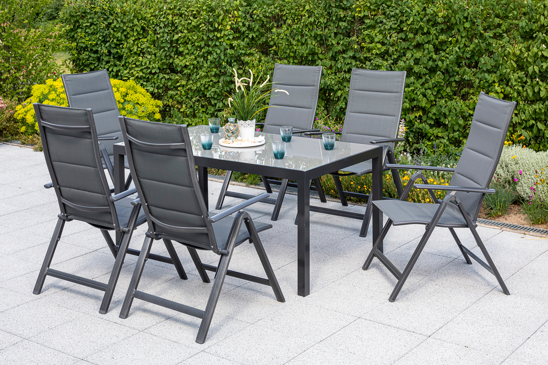 Garten-Essgruppe »Taviano«, (Set, 7 tlg.), 6 Klappsessel, 5-fach verstellbar, Tisch