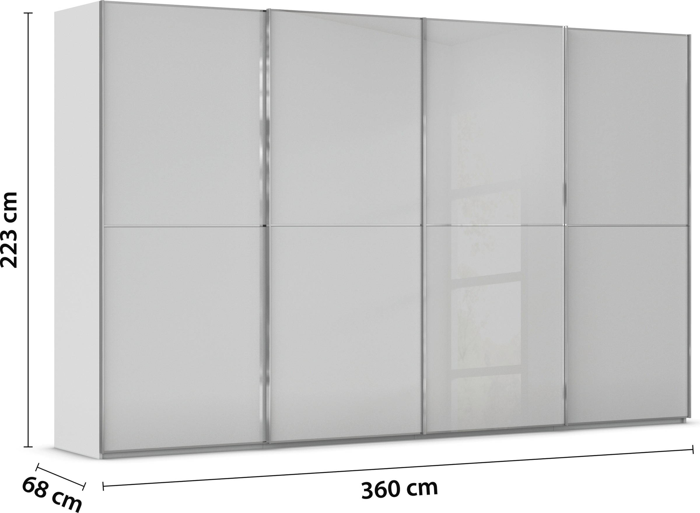 rauch Schwebetürenschrank »Kleiderschrank Schrank Garderobe Schlafzimmerschrank SCALE-DUO«, edle zweigeteilte Türen Glas-Front mit 3 Zierleisten MADE IN GERMANY
