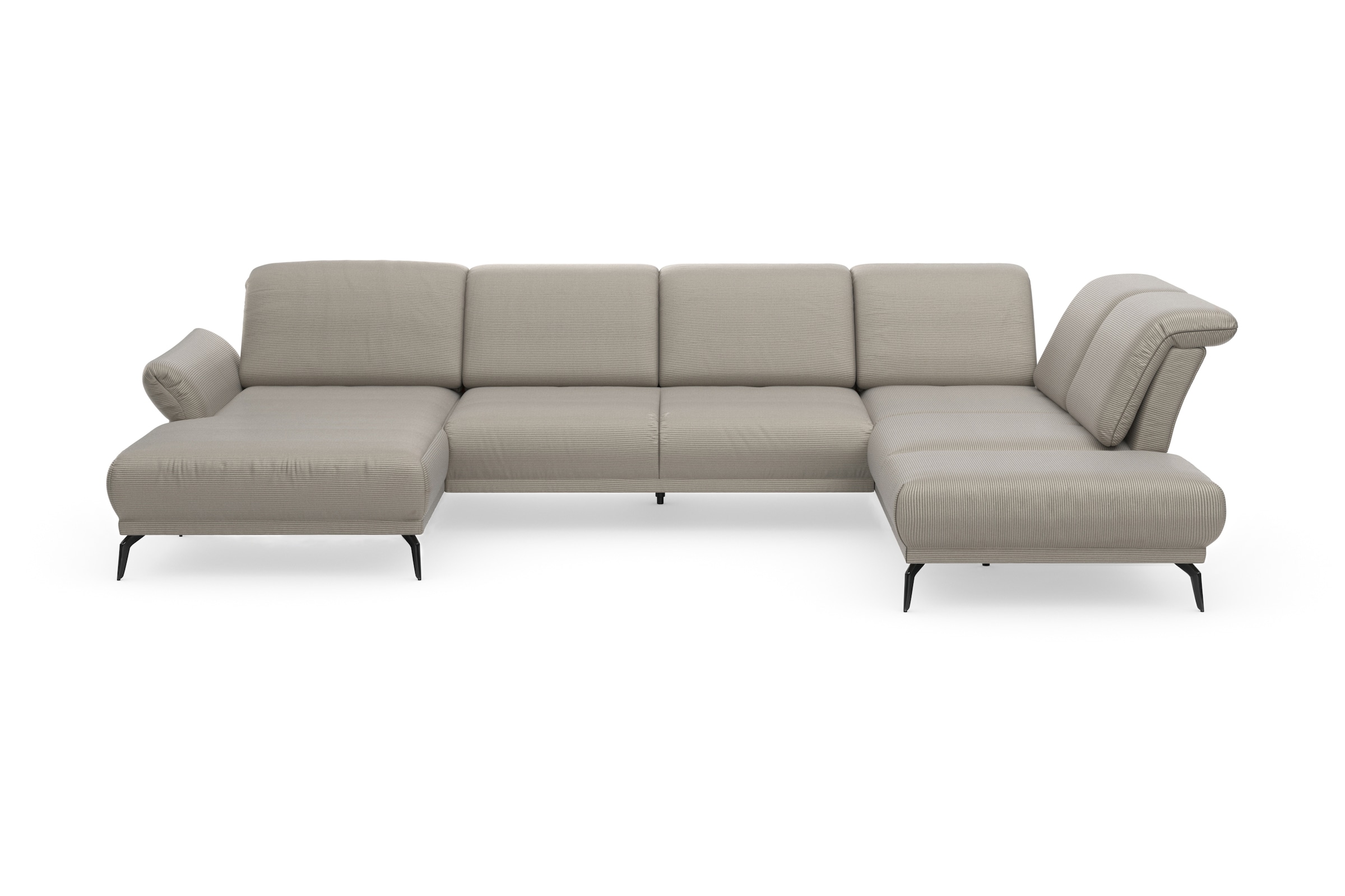 INOSIGN Wohnlandschaft »Coco U-Form«, Sitztiefen-, Arm- und Kopfteilverstellung, Cord-Bezug, Fußhöhe 15 cm