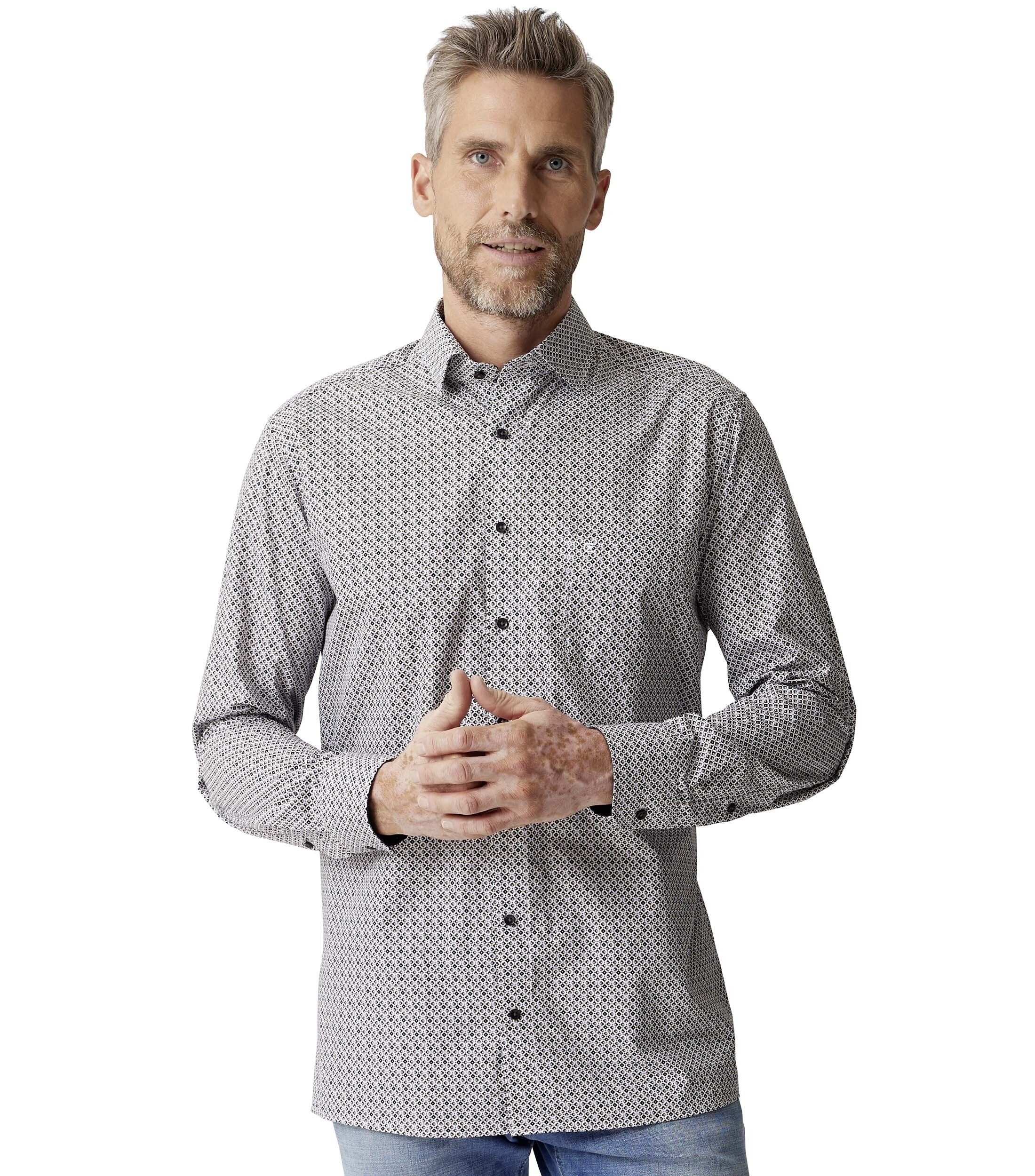 Businesshemd CASAMODA "CASAMODA Businesshemd Print", Herren, Gr. 39, Normalgrößen, braun, 100% Baumwolle, bedruckt, comfort fit, Hemden