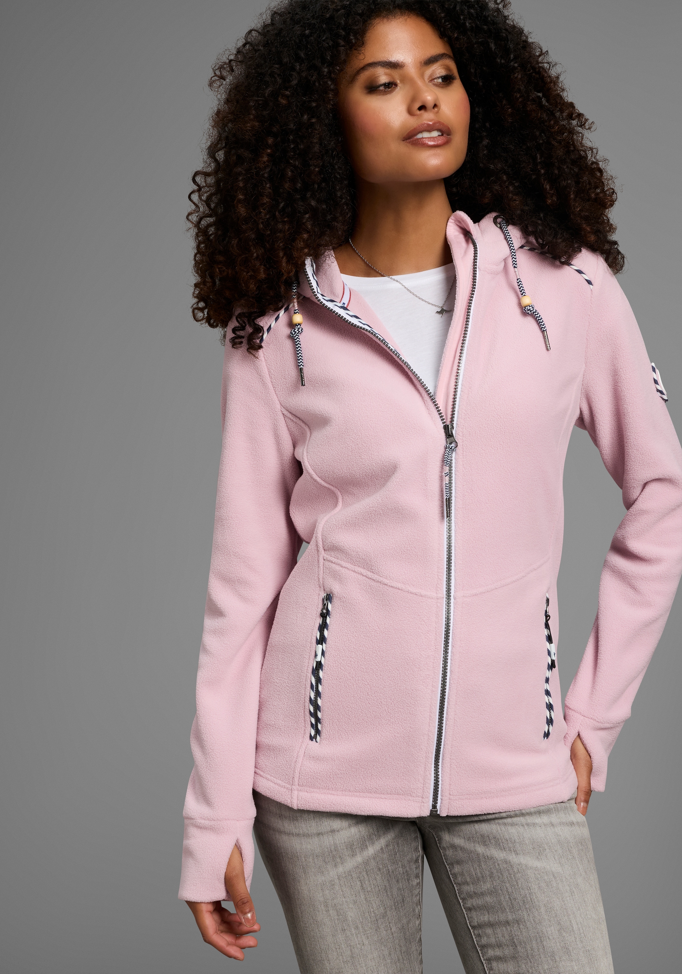 KangaROOS Fleecejacke, mit Kapuze, figurbetonte Passform, mit Kapuze und Ko günstig online kaufen