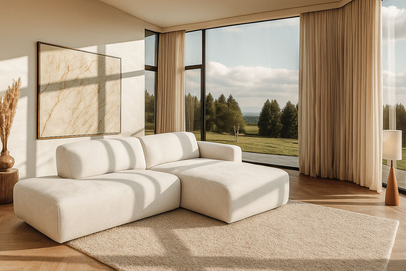 OTTO home Ecksofa "Myrland Kompaktsofa" Breite 263 cm, Chenille, Easy Clean Stoff, mit Kaltschaum
