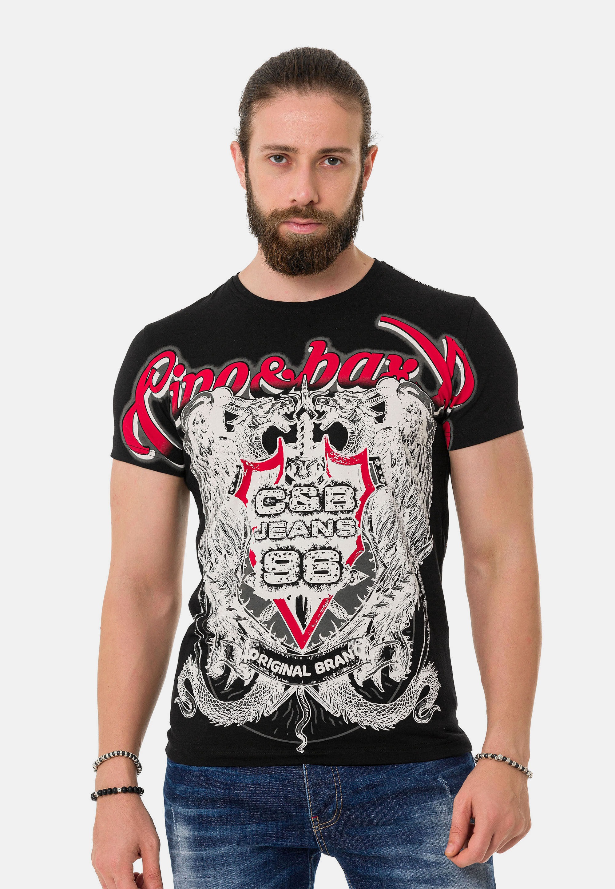 Cipo & Baxx T-Shirt »T-Shirt«, mit Schattenmuster auf der Vorder-und Rückseite