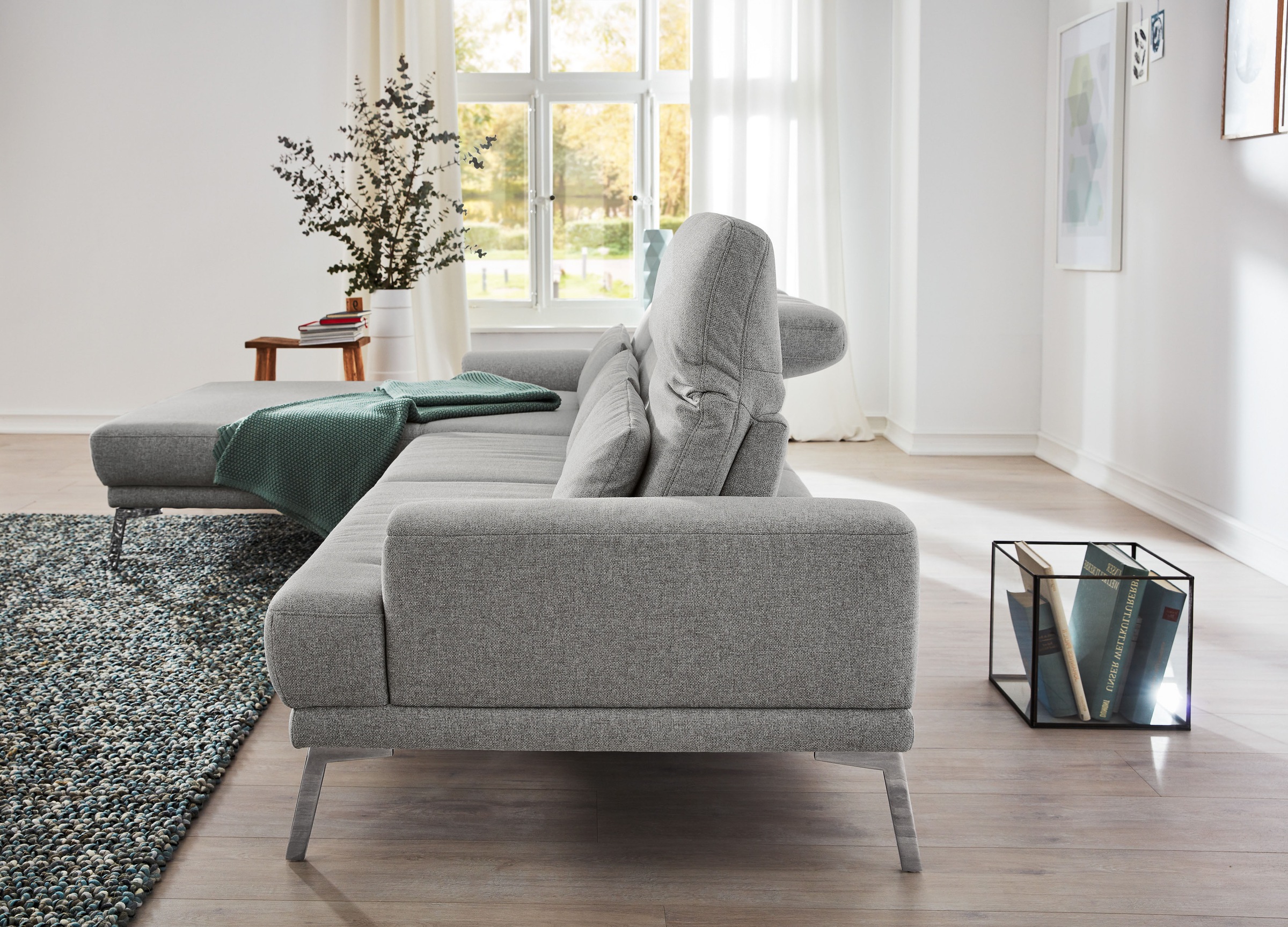Musterring Ecksofa »MR 4580«, mit Kopf- und Sitztiefenverstellung, Metallfuß chrom, 288 x 193/220cm