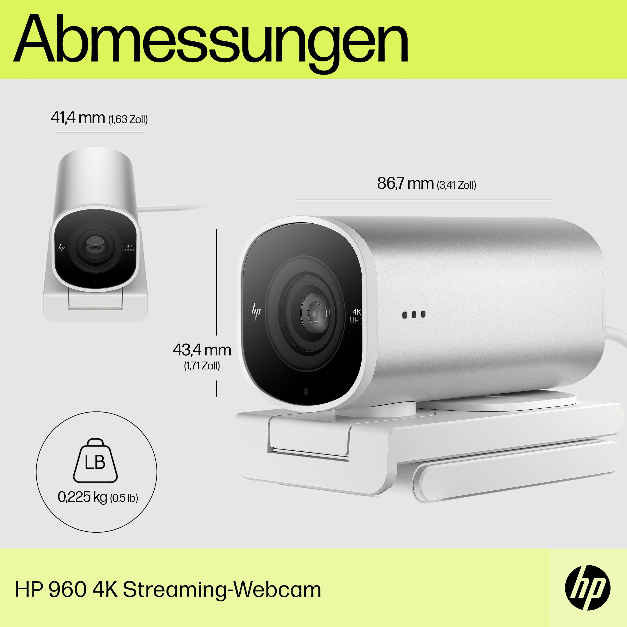 HP Webcam »960 4K«, 4K Ultra HD, 5 fachx opt. Zoom