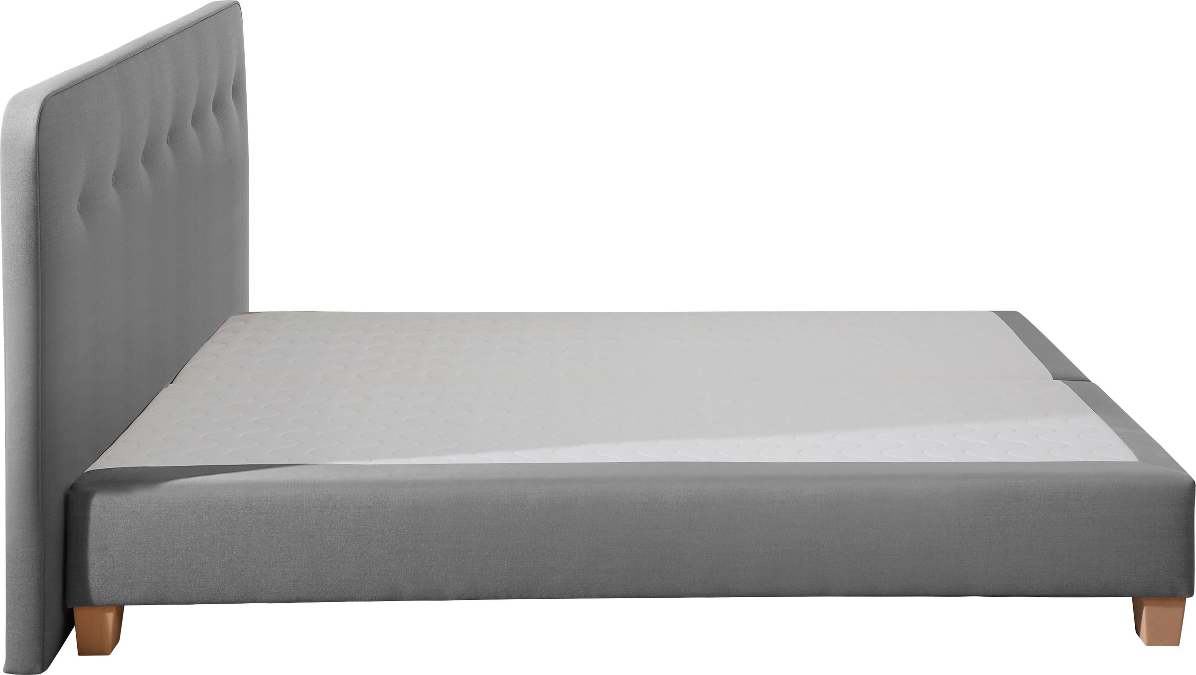 Boxspringbett HOME AFFAIRE "Fargo", grau (hellgrau), B:193cm L:207cm, Struktur fein (100% Polyester);Samtstoff (100% Polyester), Komplettbetten, Boxspringbett, inkl. Topper, in 3 Matratzenarten, in Samt- oder Strukturstoff 3