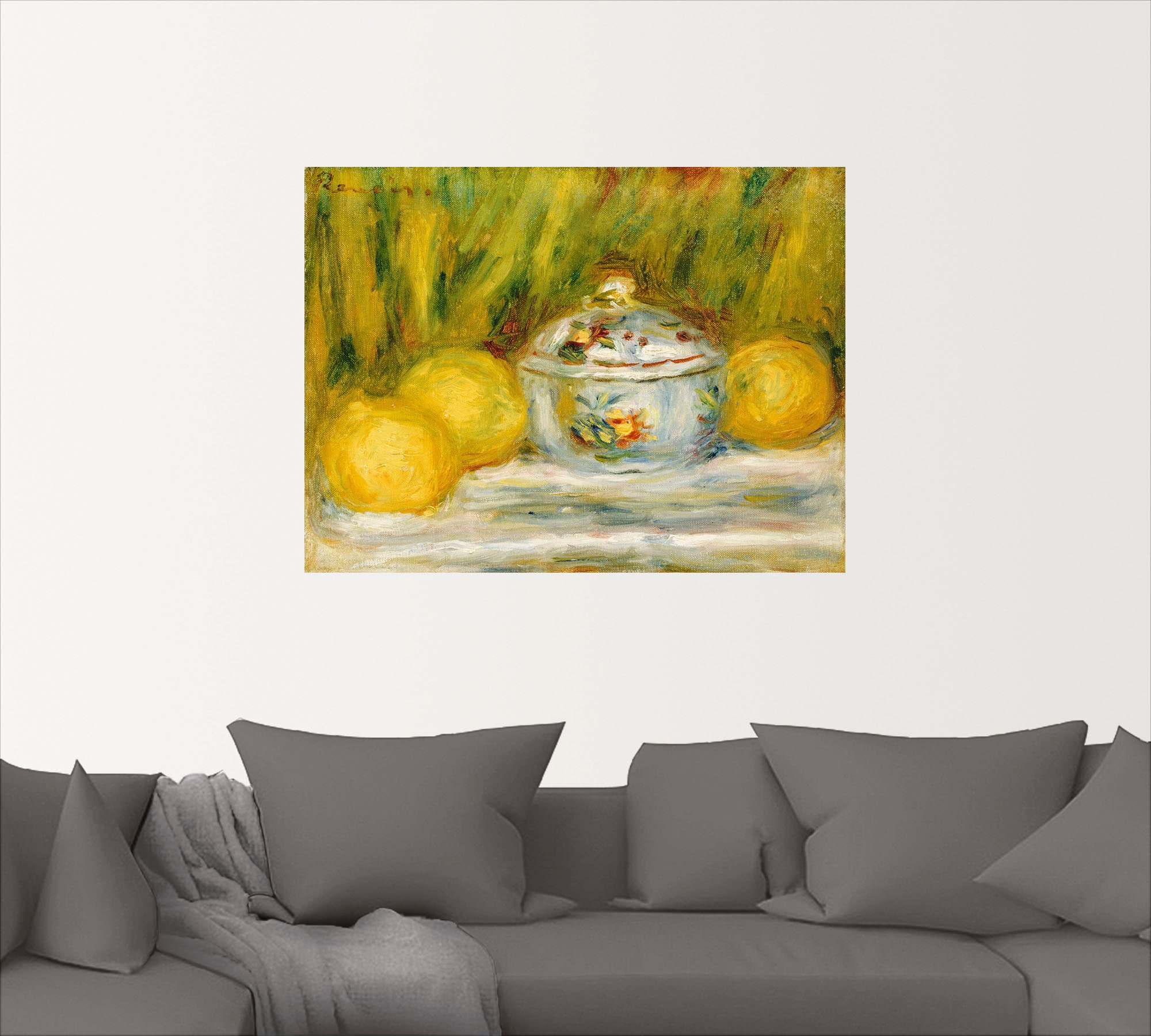 Artland Wandbild »Stillleben mit Zuckerdose und Zitronen«, Arrangements, (1 St.), als Leinwandbild, Wandaufkleber oder Poster in versch. Größen