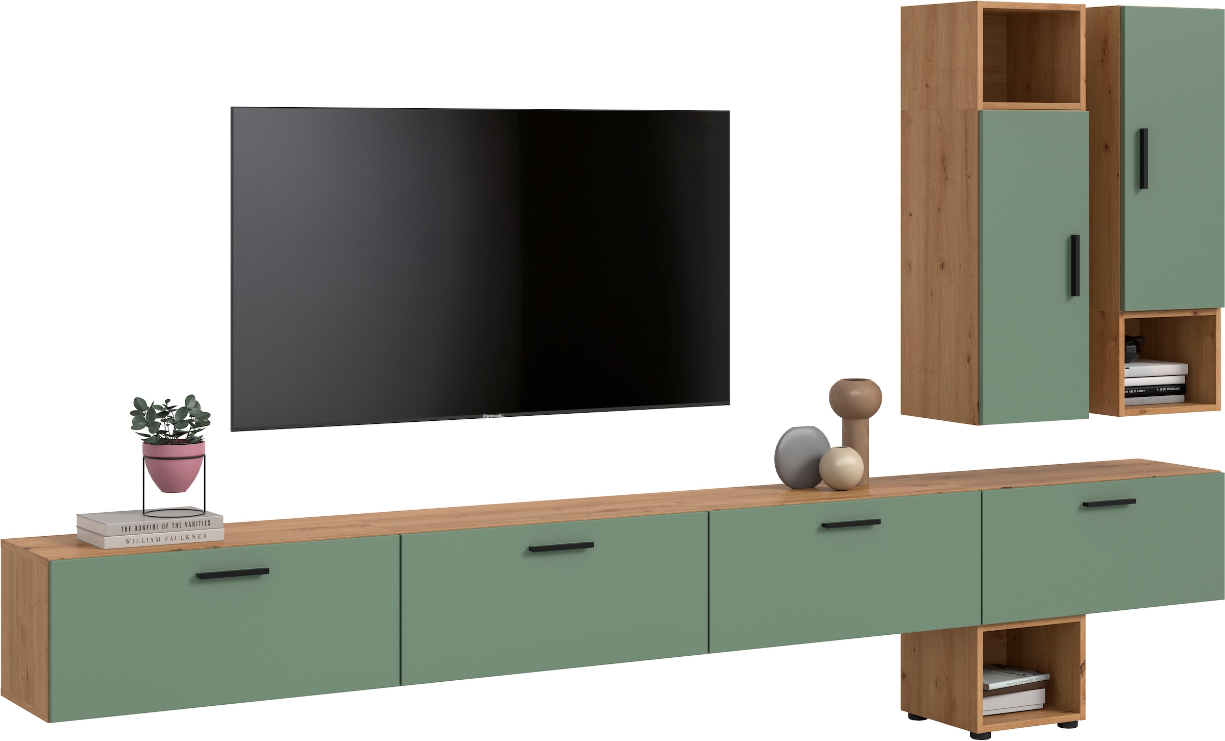 Home affaire Schrank-Set "ENESTE, 9-teilig, in verschiedenen Farben, individuell kombinierbar" verschiedenste Kombinationmöglichkeiten, stehend oder hängend, 3 Stk. tlg.