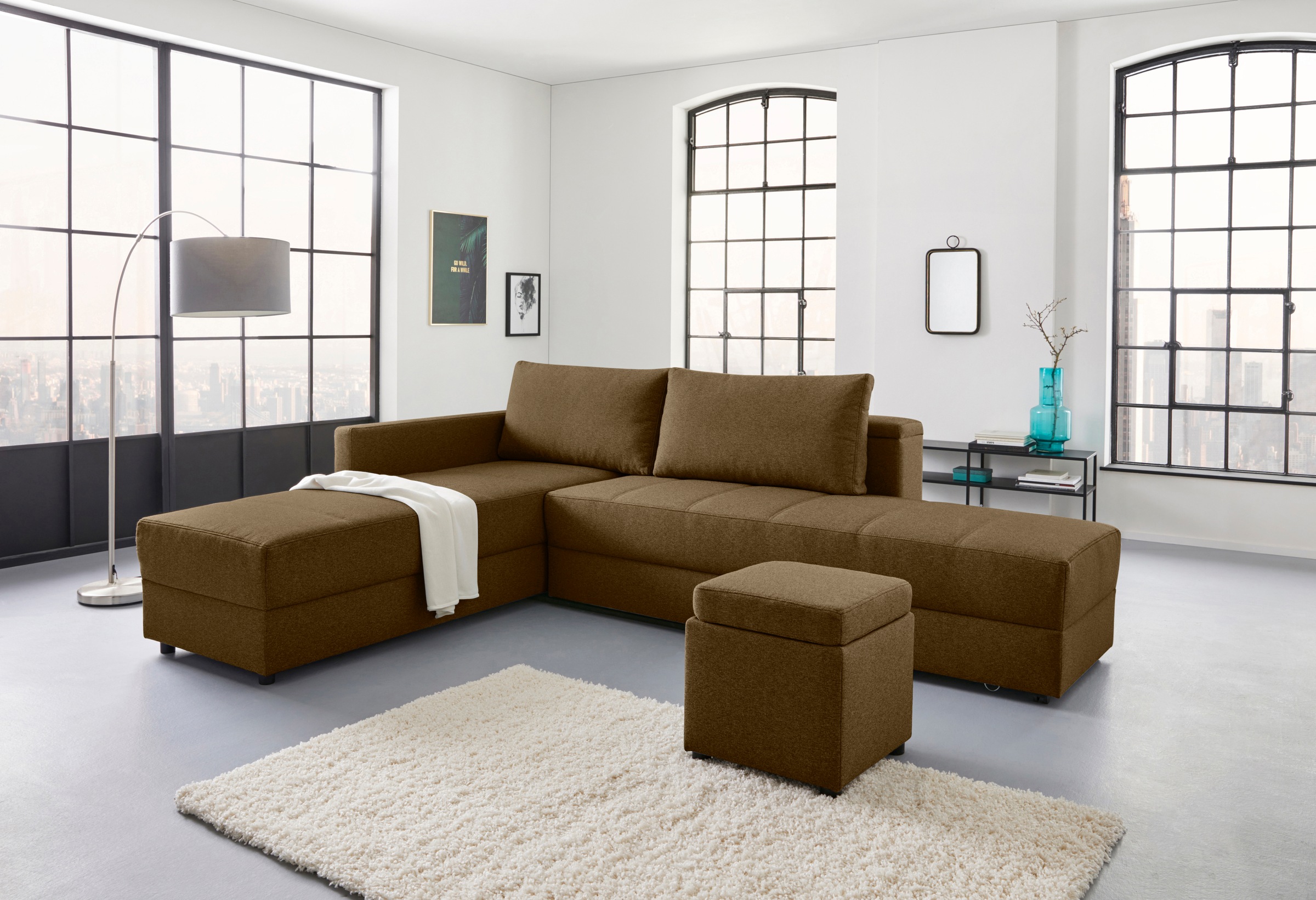 LOOKS by Wolfgang Joop Ecksofa »LooksIII L-Form«, durch Drehfunktion zum Bett wandelbar, inklusive Staufach