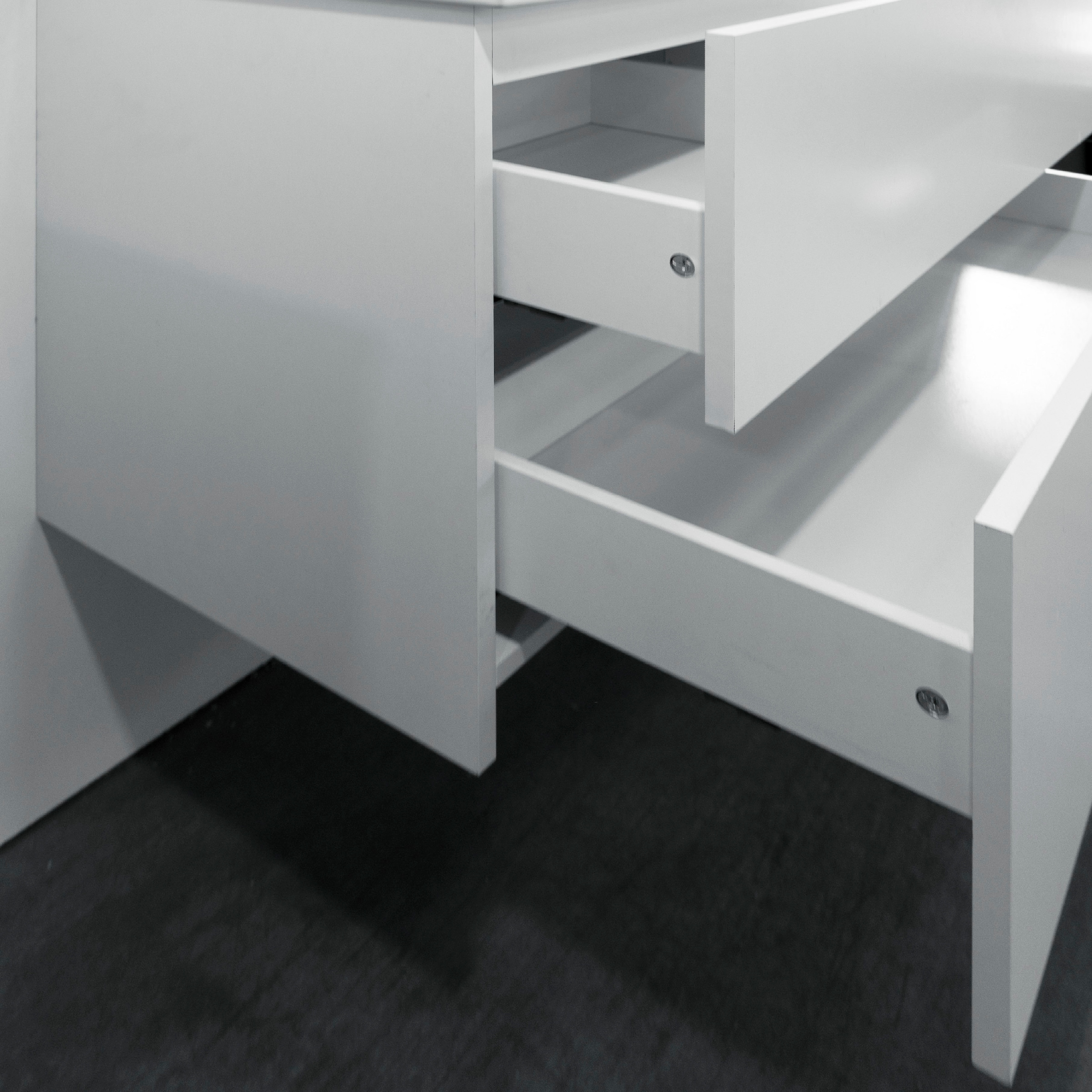 welltime Waschtisch »VELA, 82,3 cm breit, Hochglanz-Schubladen, Made in Italy« 1 Stk. tlg. Waschtischunterschrank, inkl. Waschbecken, schräge Design-Schublade