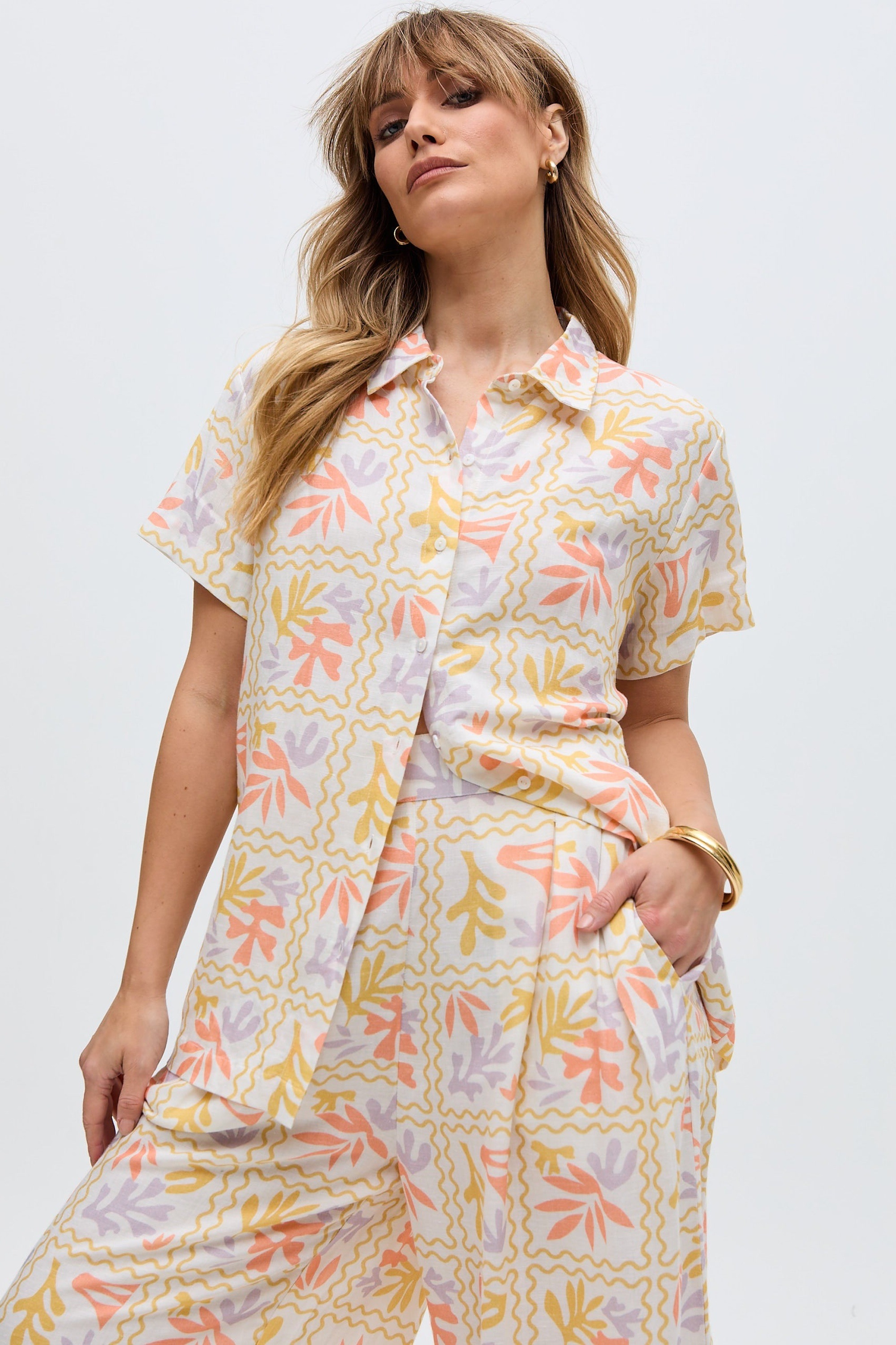 RAFFYA T-Shirt "Matisse Button Down Patchwork Floral Print Shirt Damen" günstig online kaufen