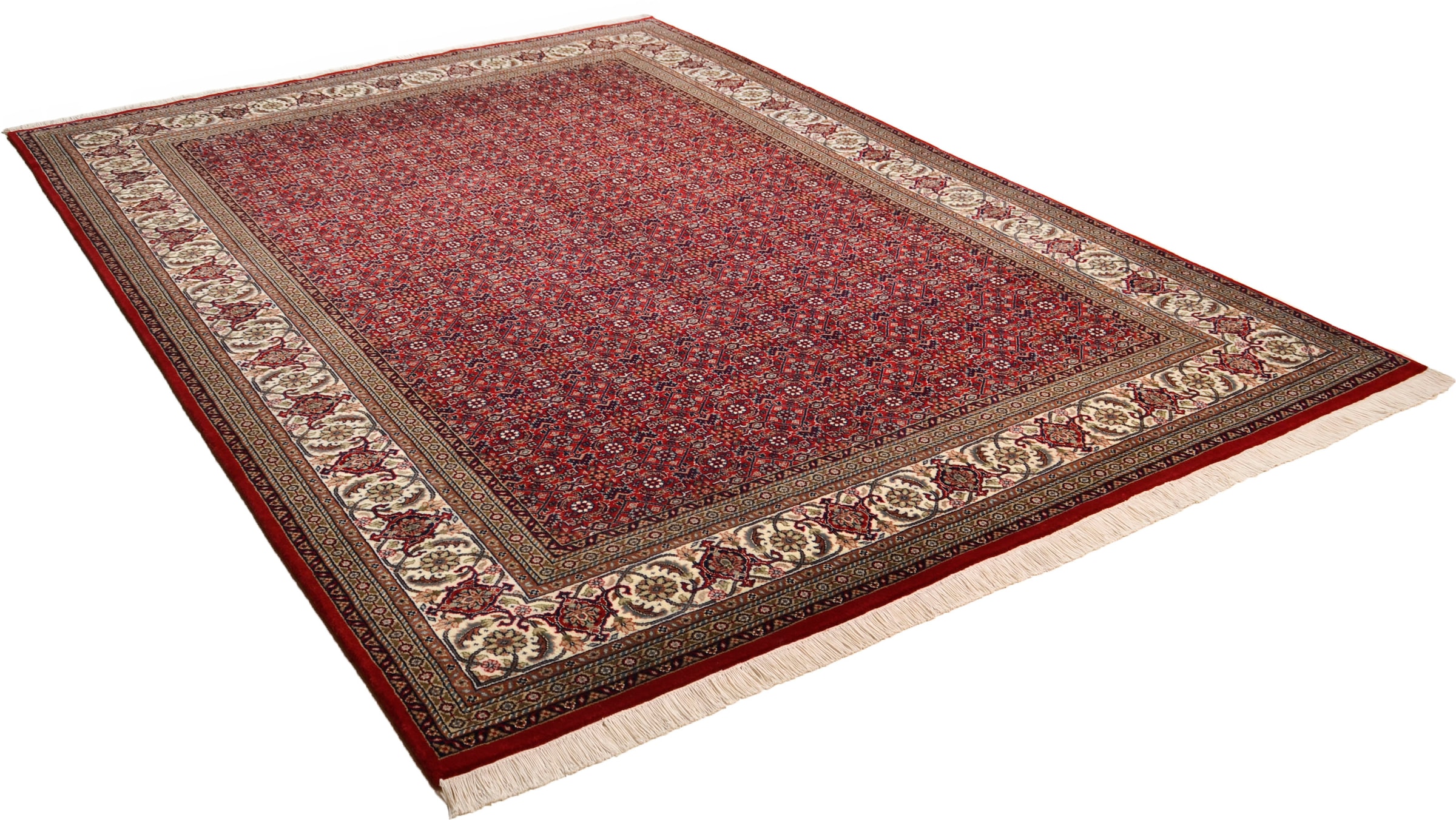THEKO Orientteppich »Sirsa Seta Bidjar«, rechteckig, 12 mm Höhe, handgeknüpft, Material: 80% Wolle, 20% Seide, mit Fransen