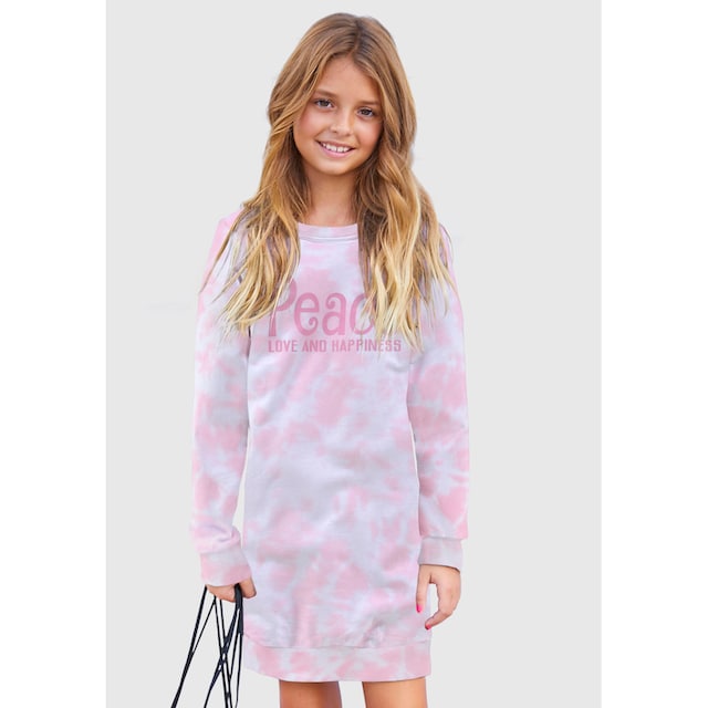 KIDSWORLD Sweatkleid »Peace Love and Happiness«, Batikmuster kaufen | BAUR