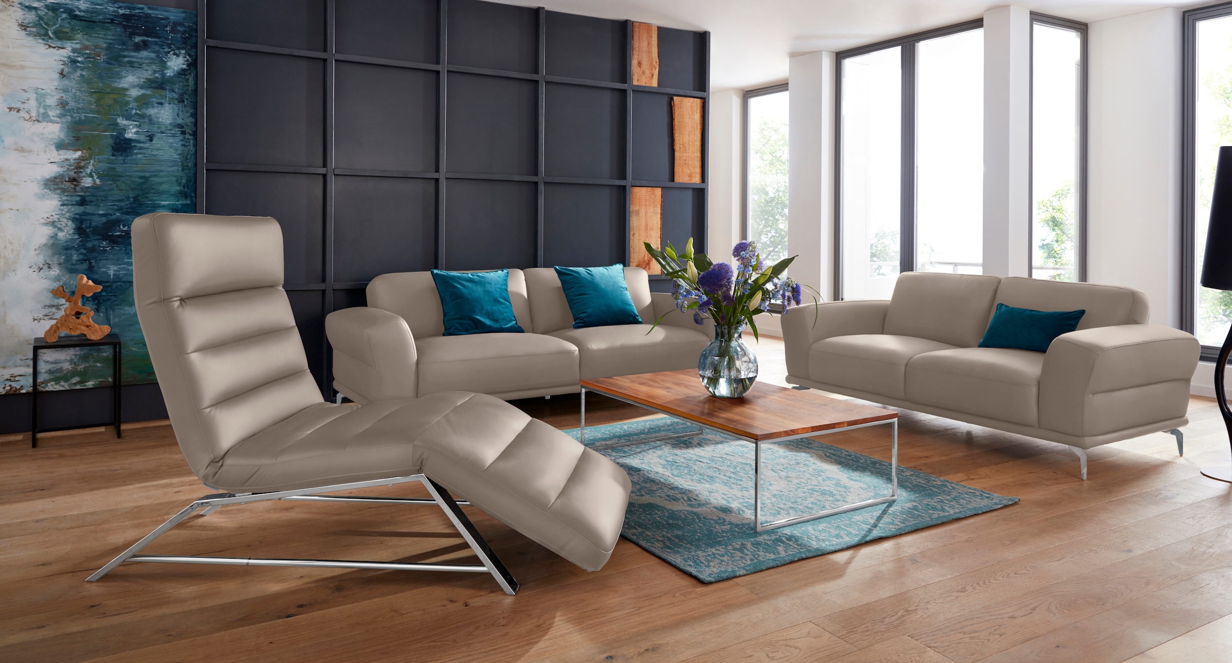 W.SCHILLIG 2,5-Sitzer »montanaa« mit Metallfüßen in Chrom glänzend, Breite 232 cm