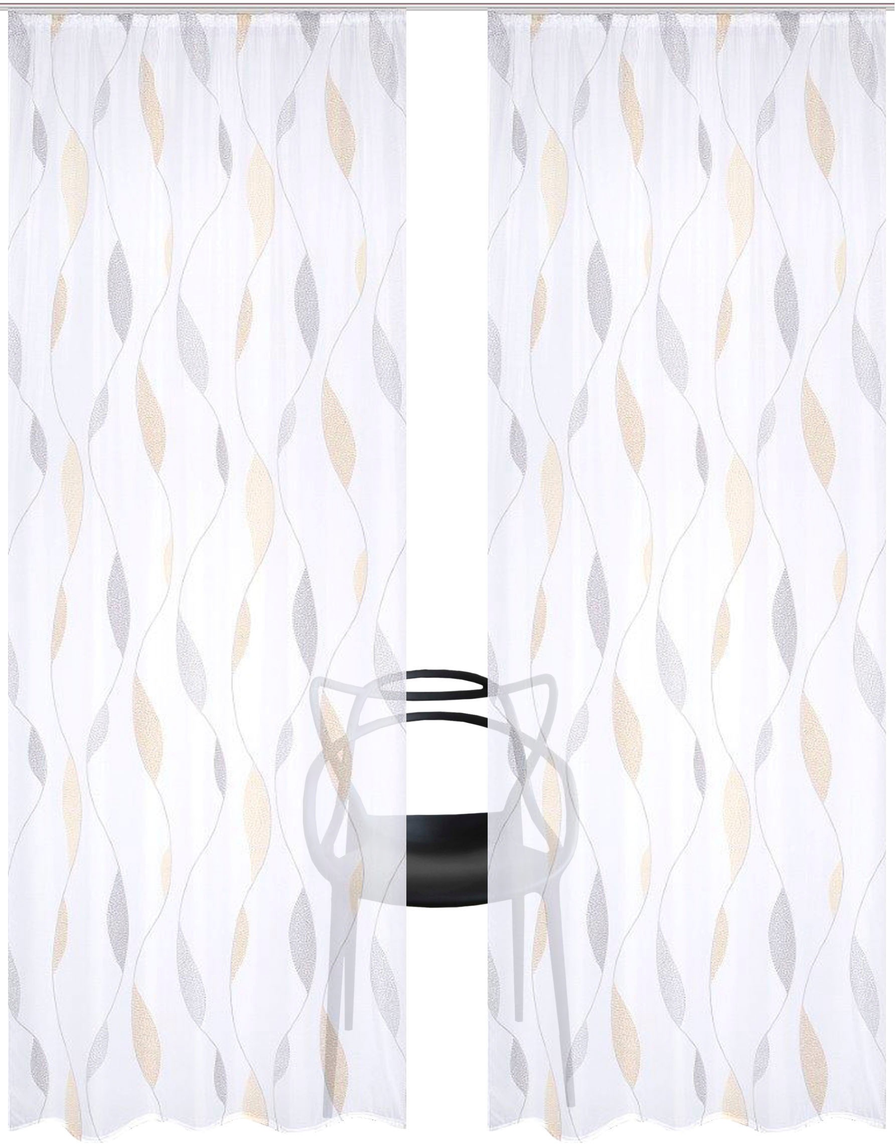 Thumbnail - HOME WOHNIDEEN Vorhang "PAOLO" Kräuselband 2 Stk. tlg. 2er Pack Kräuselbandschal PAOLO bedruckt