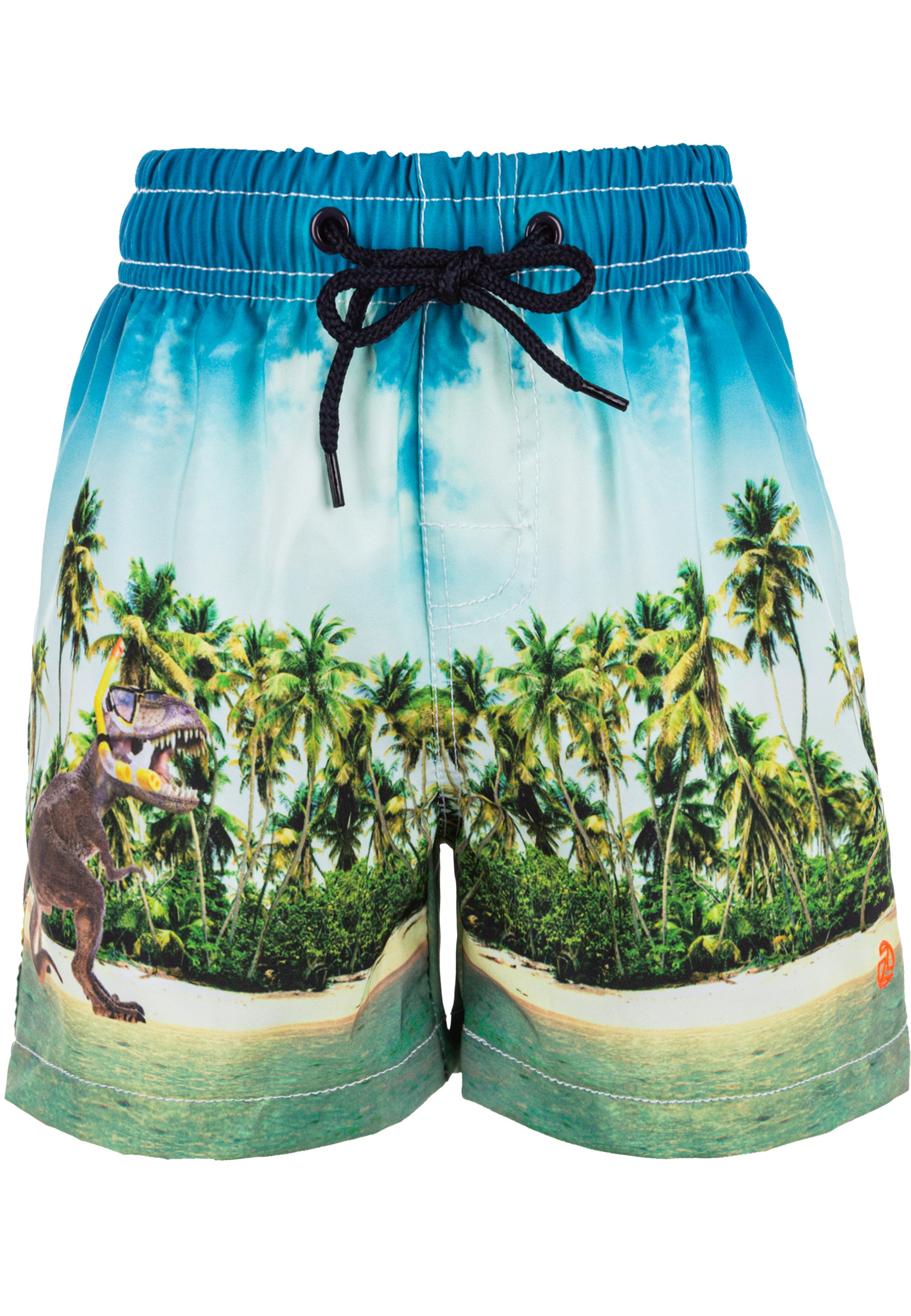 ZIGZAG Kinder Badehose "Dino", grün, Gr. 104, mehrfarbig, Elasthan, Polyester, Badehosen, mit Hingucker-Aufdruck