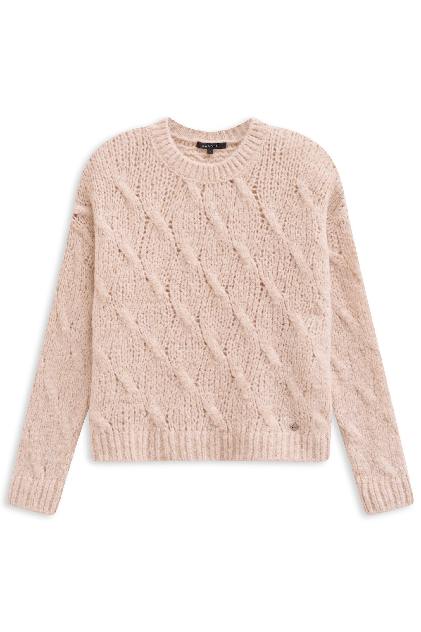 Thumbnail - bugatti Rundhalspullover "Grobstrick" mit Zopfmuster