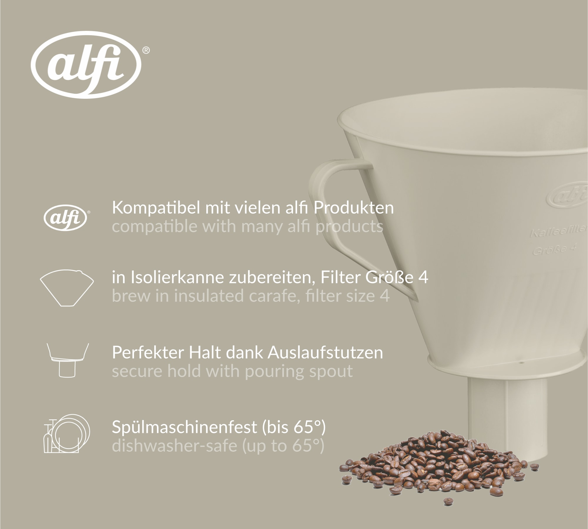 Alfi Handfilter »AROMA PLUS Kaffeefilter« Spülmaschinenfest bis 65 °C, ideal für viele alfi Produkte