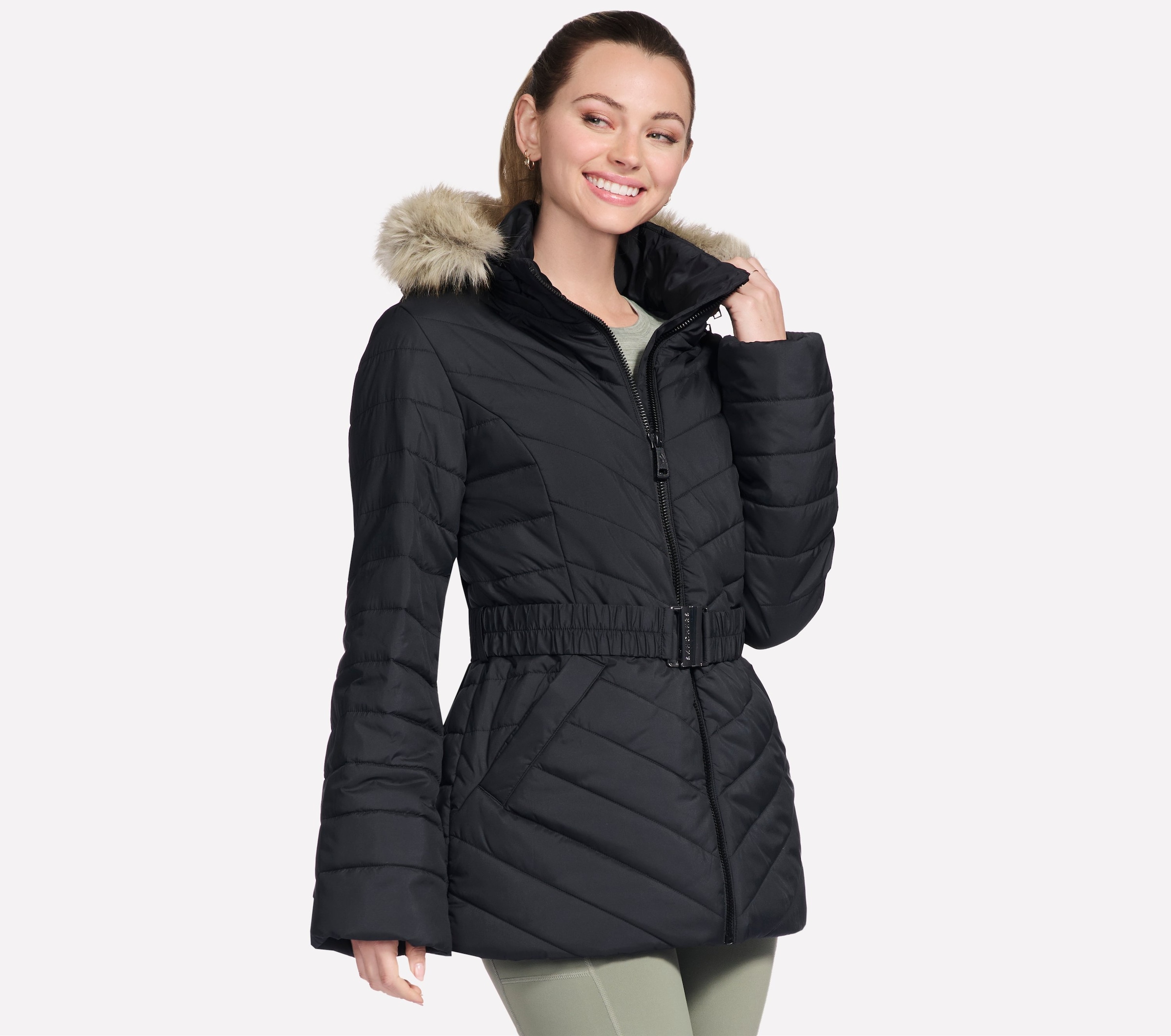 Skechers Winterjacke "ON-THE-GO BELTED PARKA" mit Kapuze mit Gürtel, aus GO SHIELD™ Cozy Fit-Material