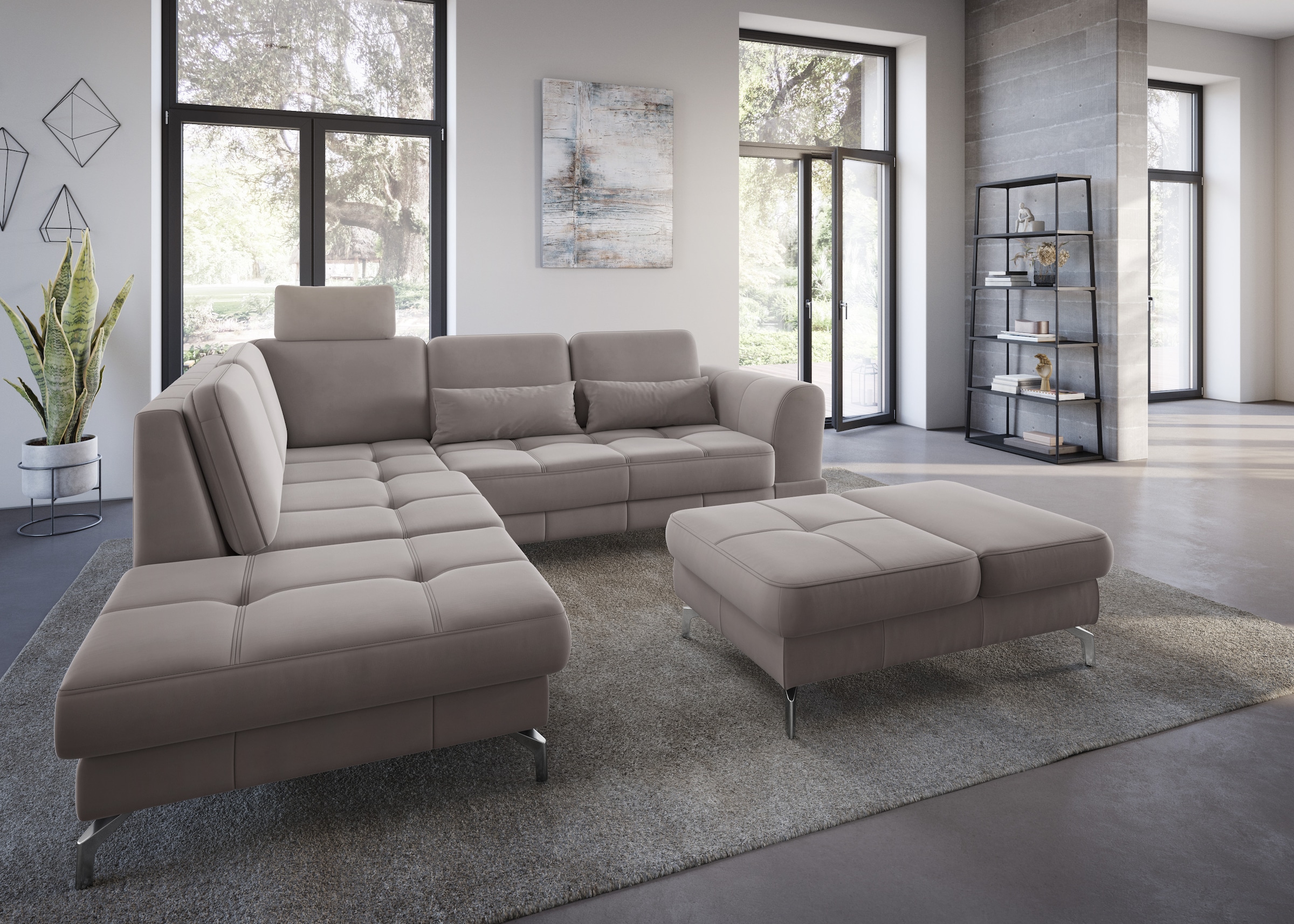 sit&more Ecksofa "Bendigo L-Form" inklusive Sitztiefenverstellung, Bodenfreiheit 12 cm, in 2 Fußfarben