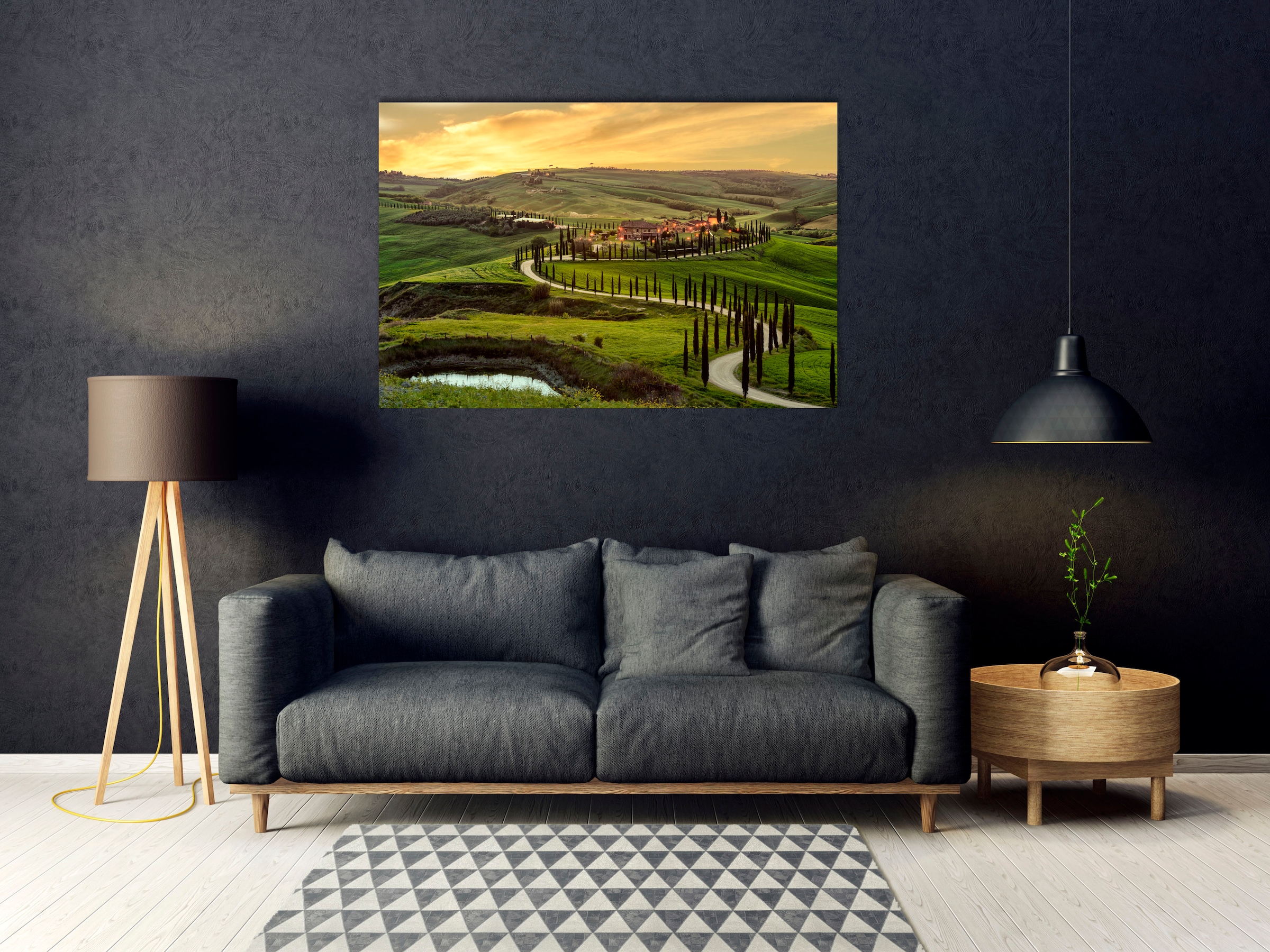 queence Acrylglasbild "Eliette", Landschaft-Italien-Tannenbaum-Gebäude, (1 günstig online kaufen
