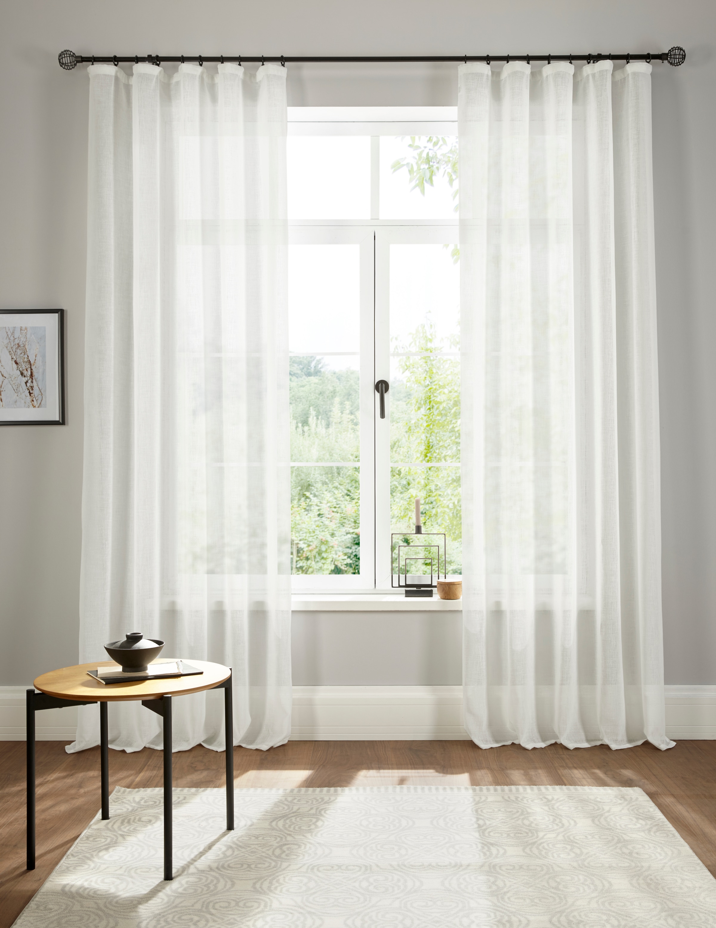my home Gardine "Fiete" Kräuselband 1 Stk. tlg. Leinen Optik, Sichtschutz, günstig online kaufen