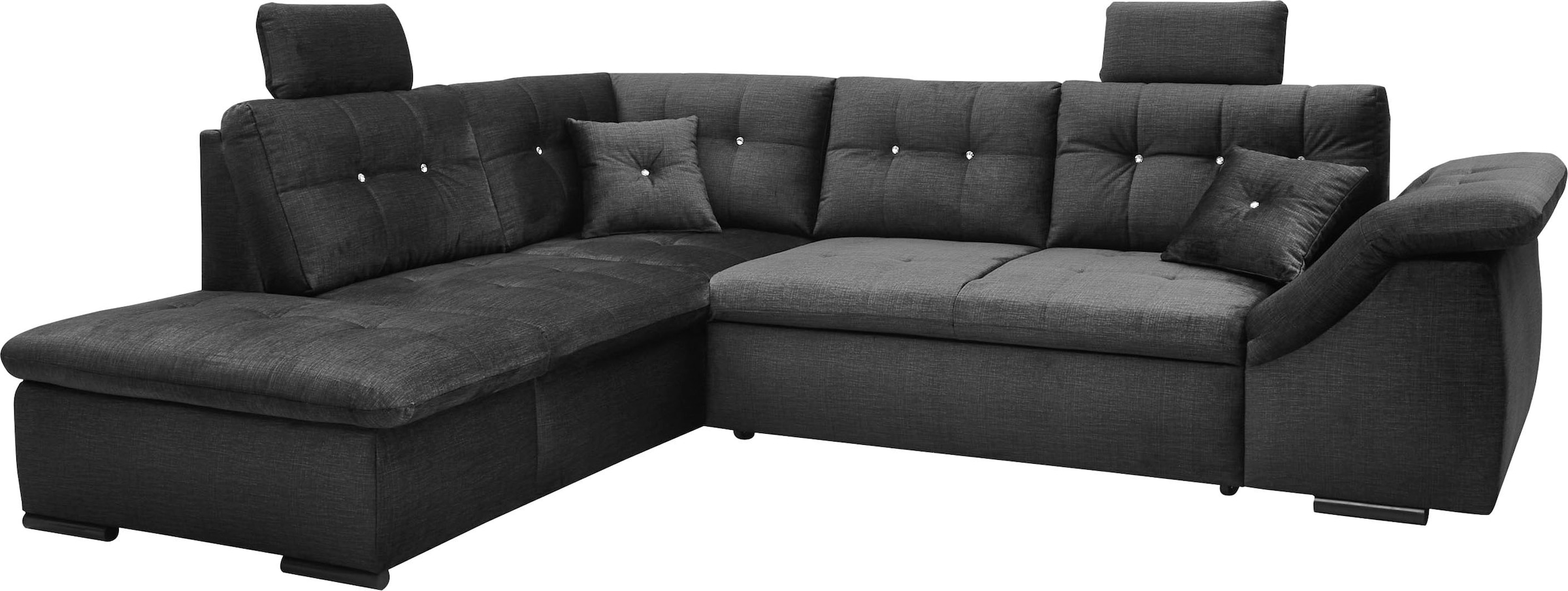 ED EXCITING DESIGN Ecksofa »Bolonia L-Form«, mit Bettkasten, Schlaffunktion und Strassstein