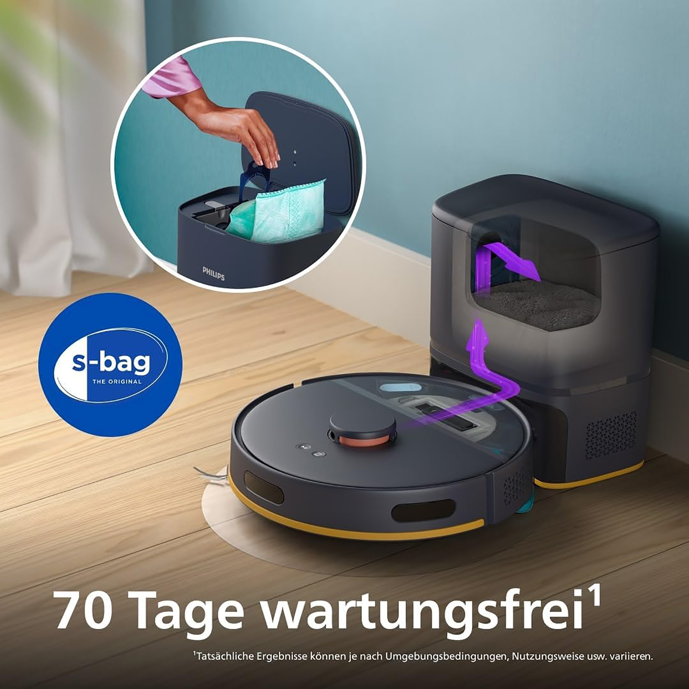 Philips Nass-Trocken-Saugroboter »XU2100/15 2000 Series 2. Gen, mit 6.000pa Saugkraft, Teppich-Boost«, LDS-Radarnavigationssystem, HomeRun App, inkl. Entleerungsstation