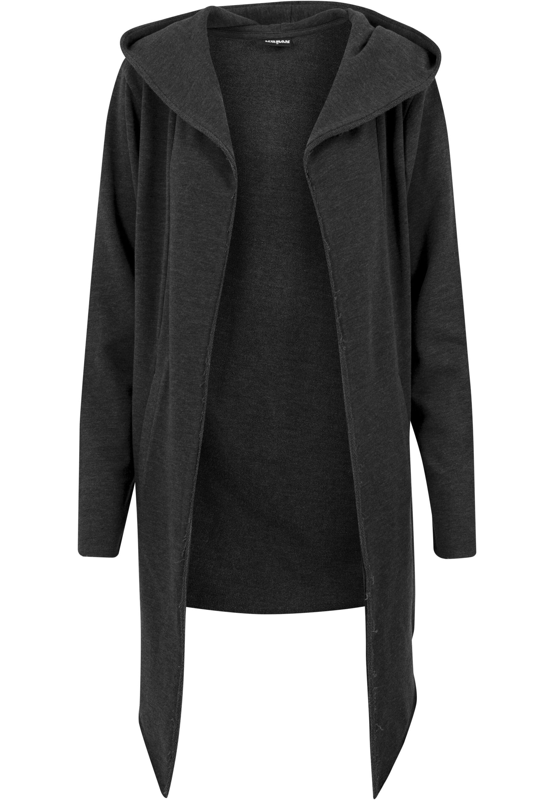 URBAN CLASSICS Strickfleecejacke "Urban Classics Herren Long Hooded Open Edge Cardigan", (1 St.), mit Kapuze