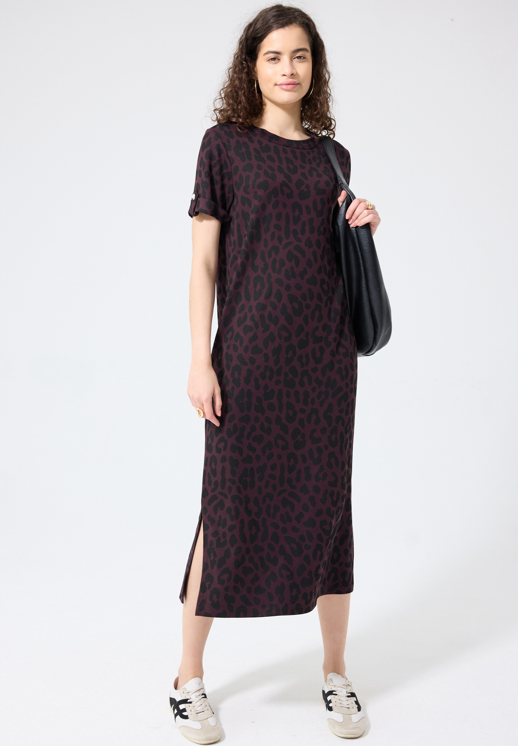 Damen Maxikleid, schwarz, Gr. 40, STREET ONE STUDIO, Stoff, 70% Viskose, 25% Polyester, 5% Elasthan, Kleider, mit Rundhalsausschnitt