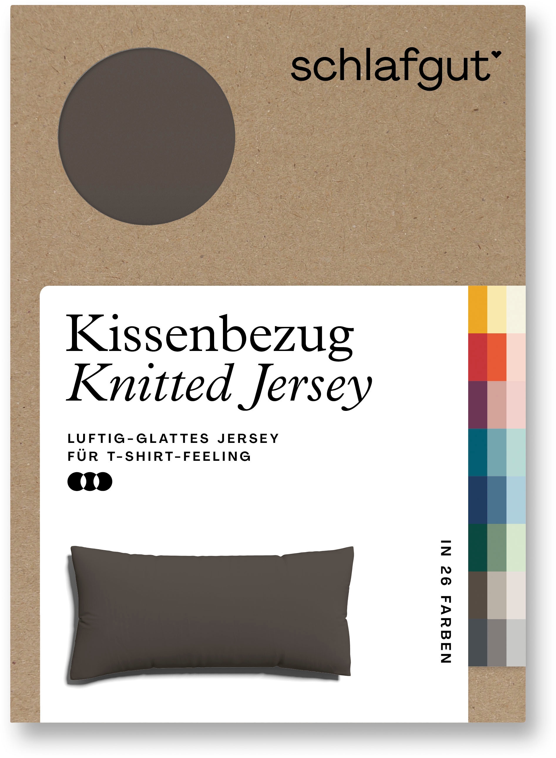 Schlafgut Kissenbezug »Knitted Jersey aus Bio-Baumwolle mit Elasthan, bügelfrei,«, (1 St.), besonders fein gestrickt, Kissenhülle mit farbigem Reißverschluss