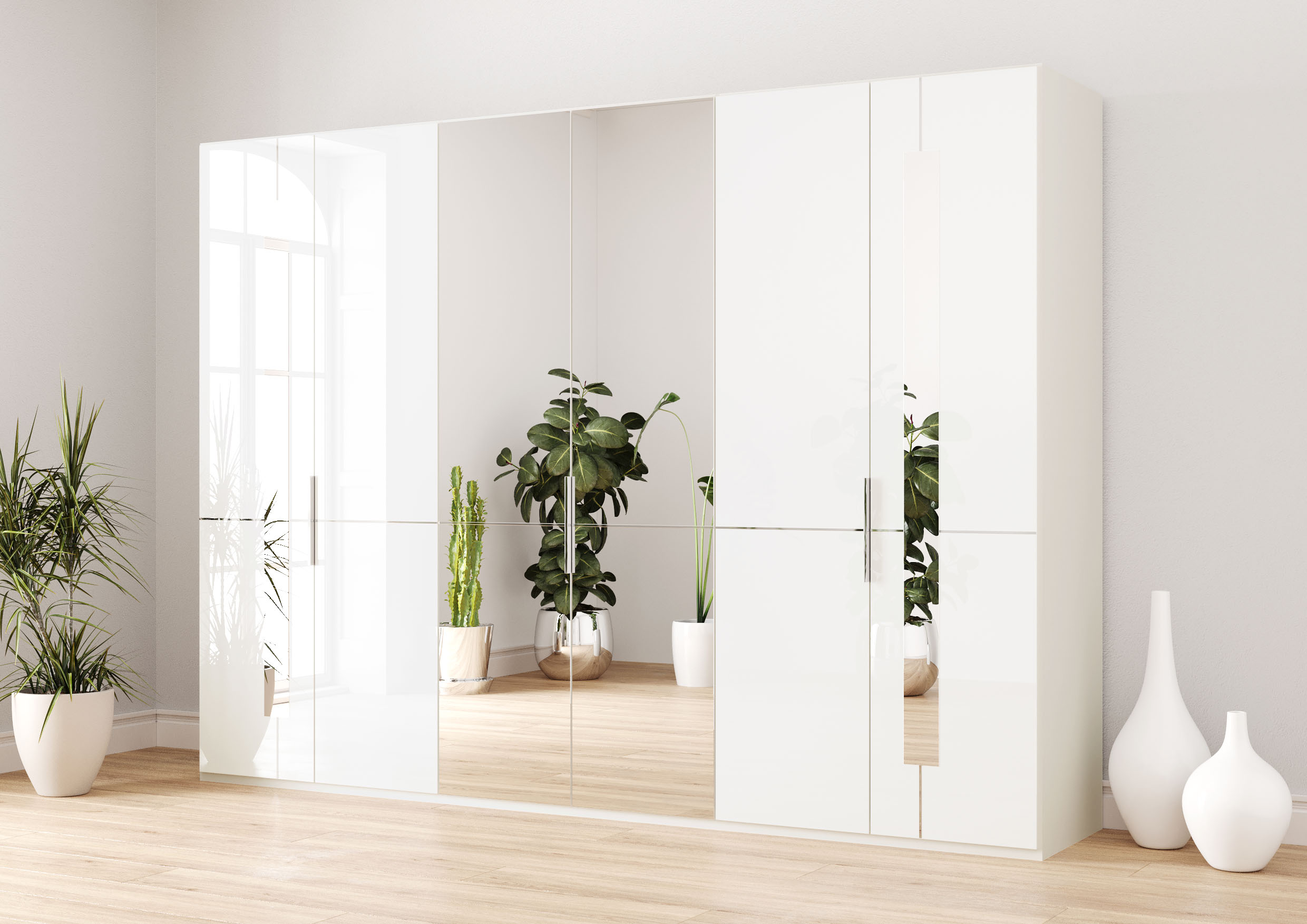 Musterring Kleiderschrank "Imola W" inkl. Einlegeböden und Kleiderstangen, mit Glas- und Spiegeltüren