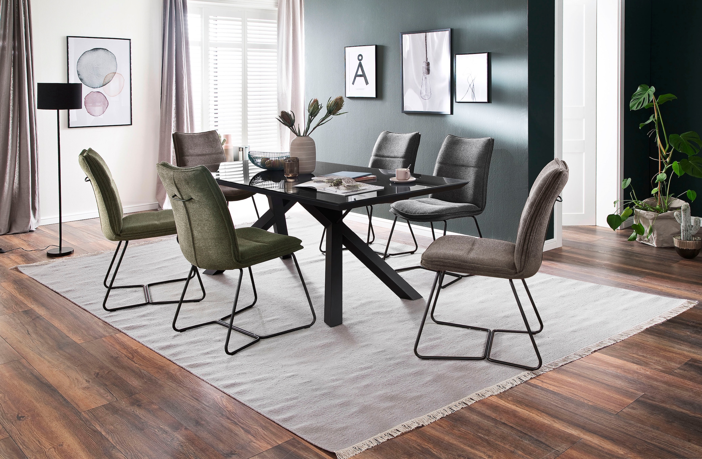 MCA furniture Stuhl »Hampton«, (Set), 2 St., Chenilleoptik, 2er Set, mit Griff, Belastbarkeit 120 Kg, Sitzhöhe ca. 49 cm