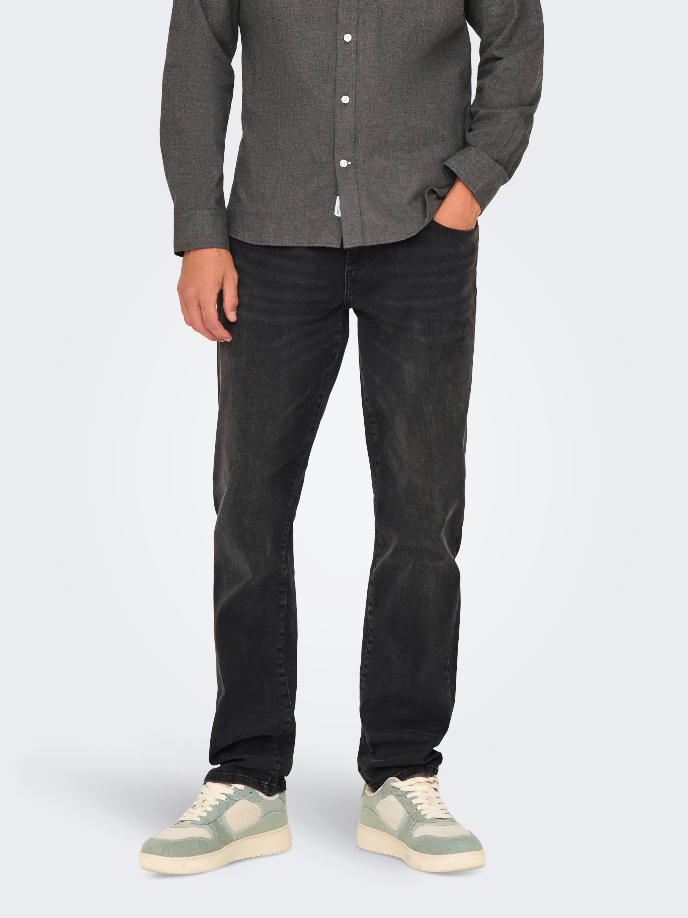 Only & Sons Straight-Jeans "Onsweft Reg. Mbd 5094 Tai Dnm Noos" Baumwollmischung, Straight Fit