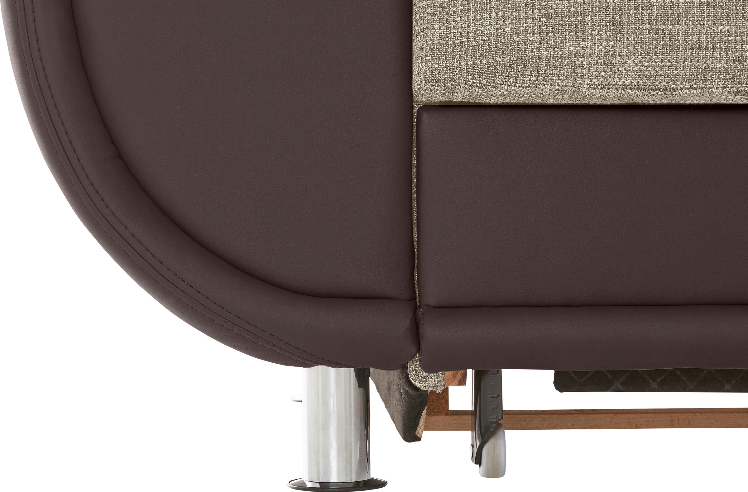 TRENDMANUFAKTUR Ecksofa »Rondo 3, zeitlos und modern, im Materialmix, L-Form«, wahlweise Federkern für hohen Sitzkomfort, wahlweise Bettfunktion