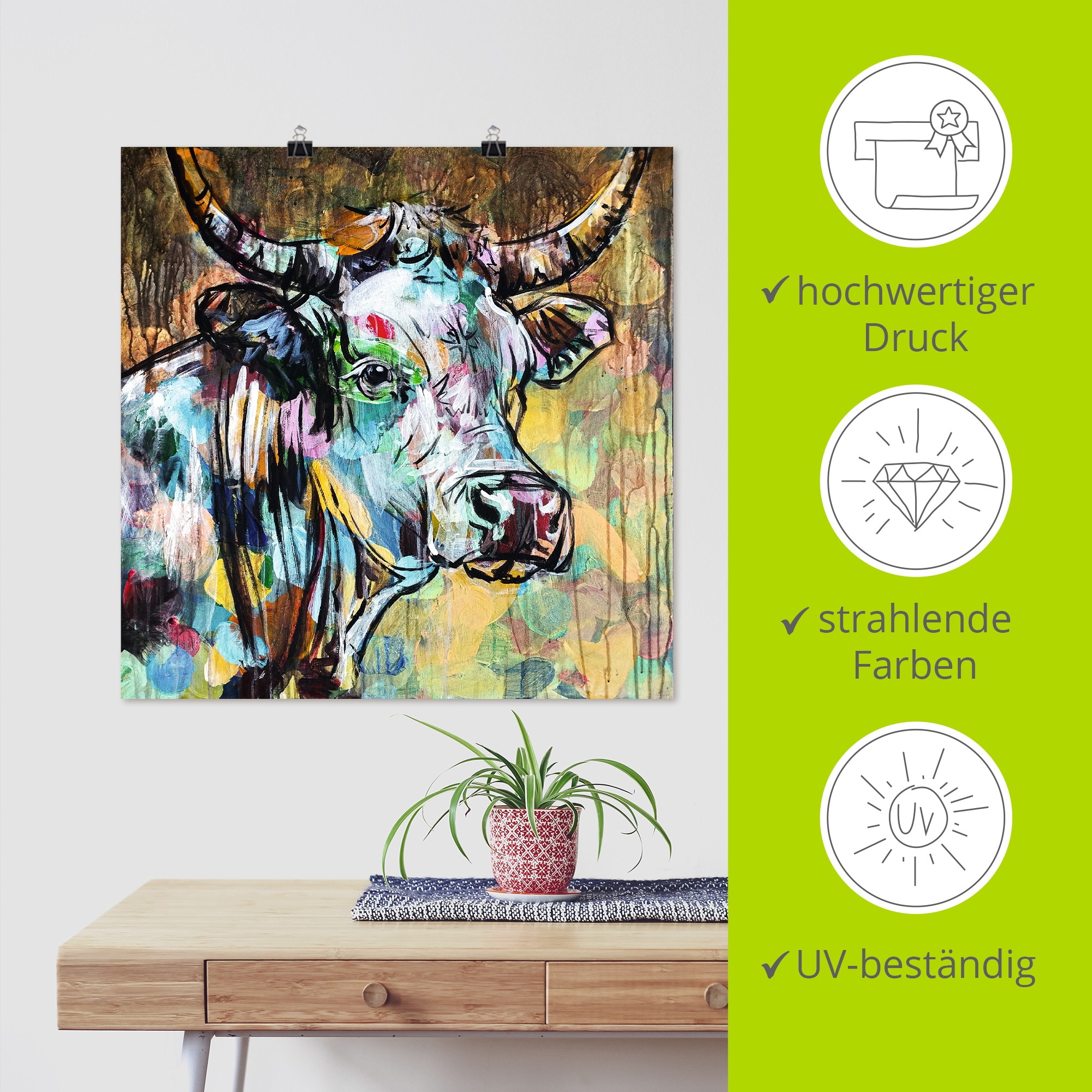 Artland Wandbild »Luna die Kuh« Kuhbilder 1 Stk. tlg. als Alubild, Leinwandbild, Poster, Wandaufkleber in verschied. Größen