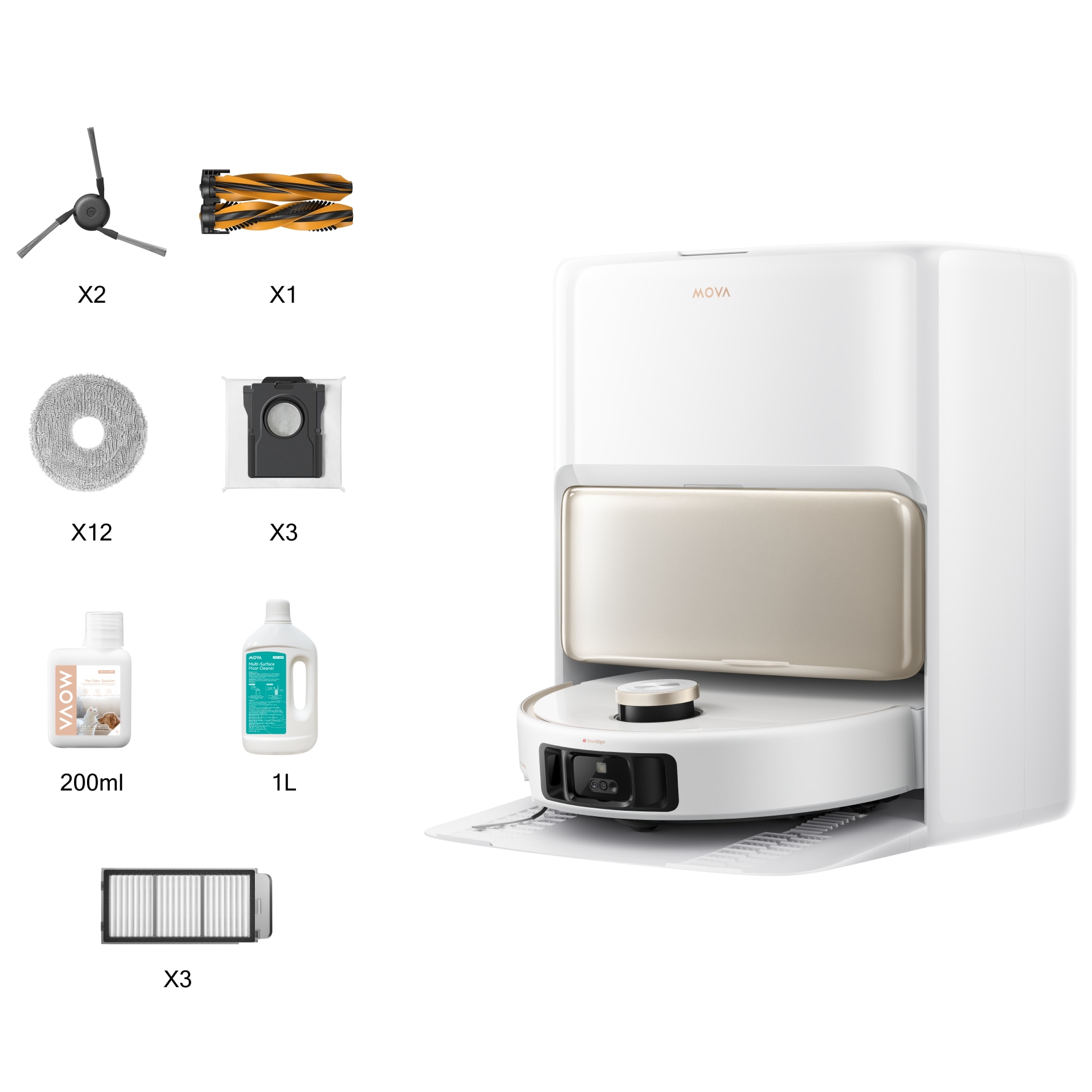 Mova Saugroboter »mit Wischfunktion MOVA V50 Ultra Complete,« 24.000Pa Saugkraft, Hindernisüberwindung, 50°C Wischwasser, 180m²