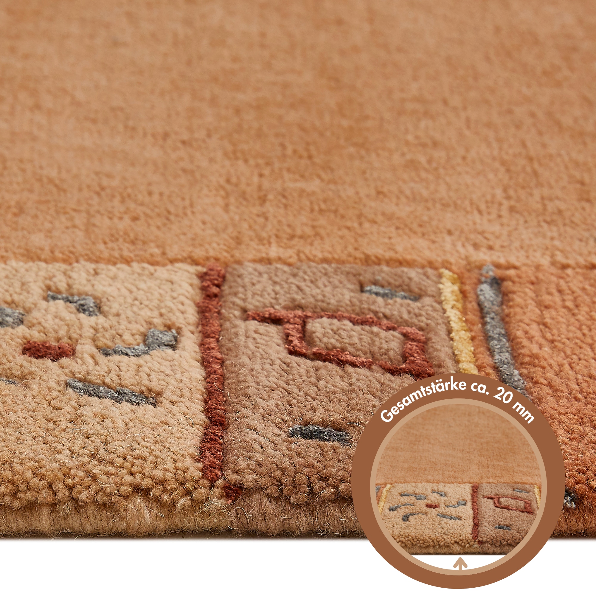 LUXOR living Wollteppich »India«, rechteckig, 20 mm Höhe, reine Wolle, handgeknüpft, mit Bordüre, auch als Läufer