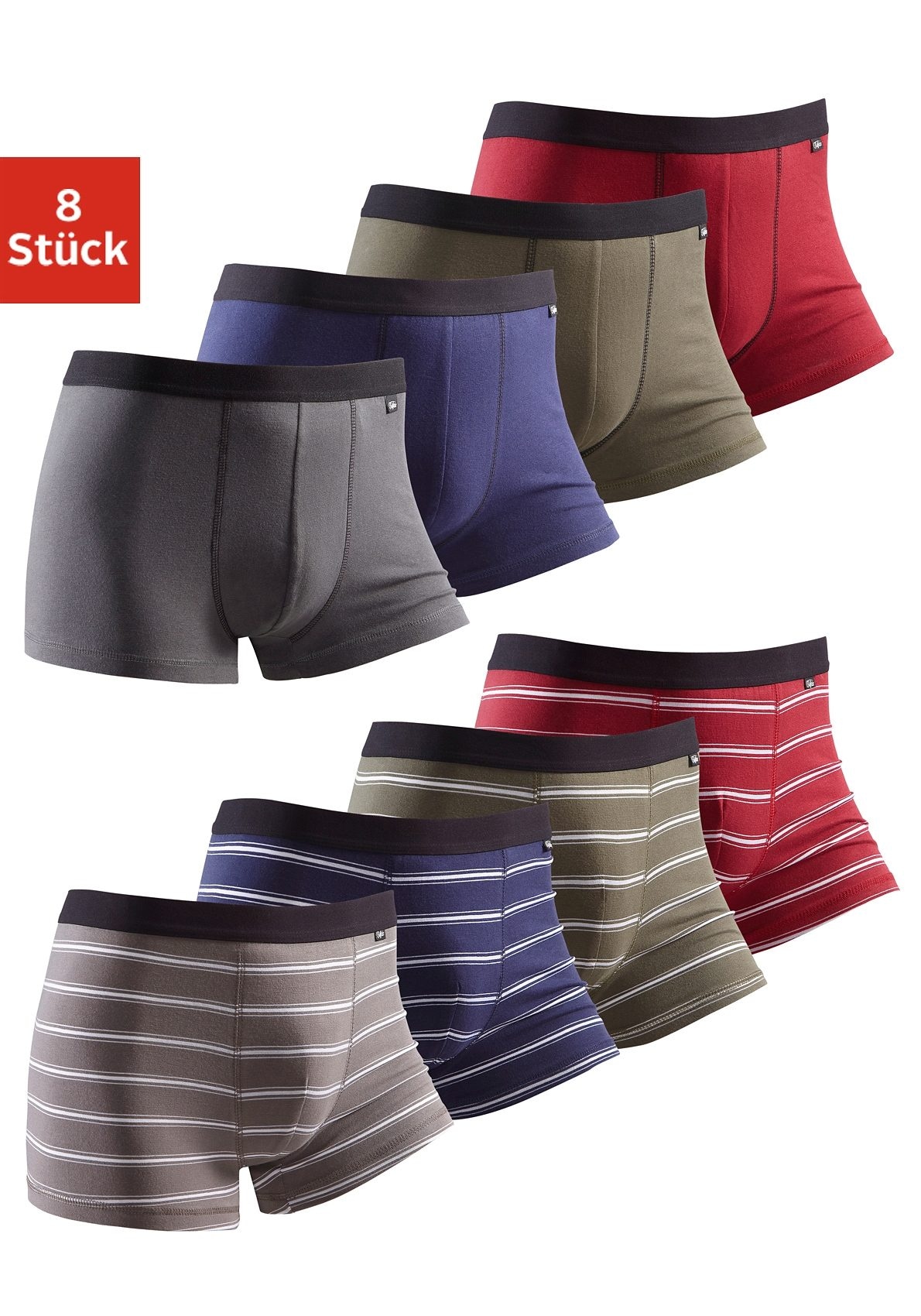 Buffalo Boxer "Boxershorts für Herren" Packung, 8 Stk. mit kontrastfarbigem günstig online kaufen