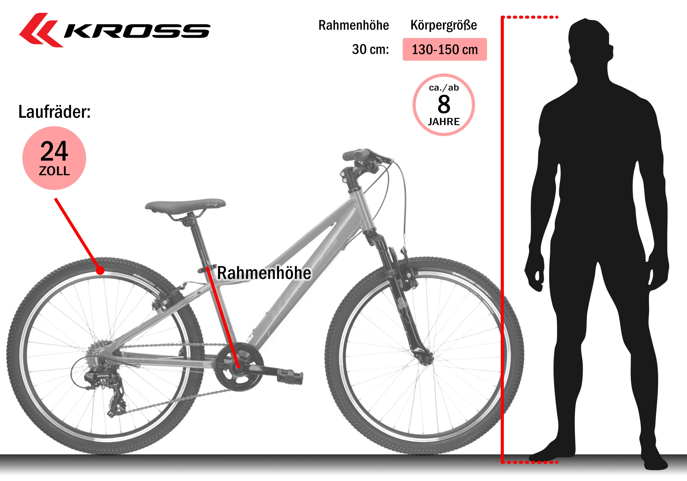 Kross Kinderfahrrad »KROSS Kinderad 24" Hexagon JR 1.0 Blau 8 Gänge« 8 Gang Shimano TOURNEY TX800 Schaltwerk Kettenschaltung