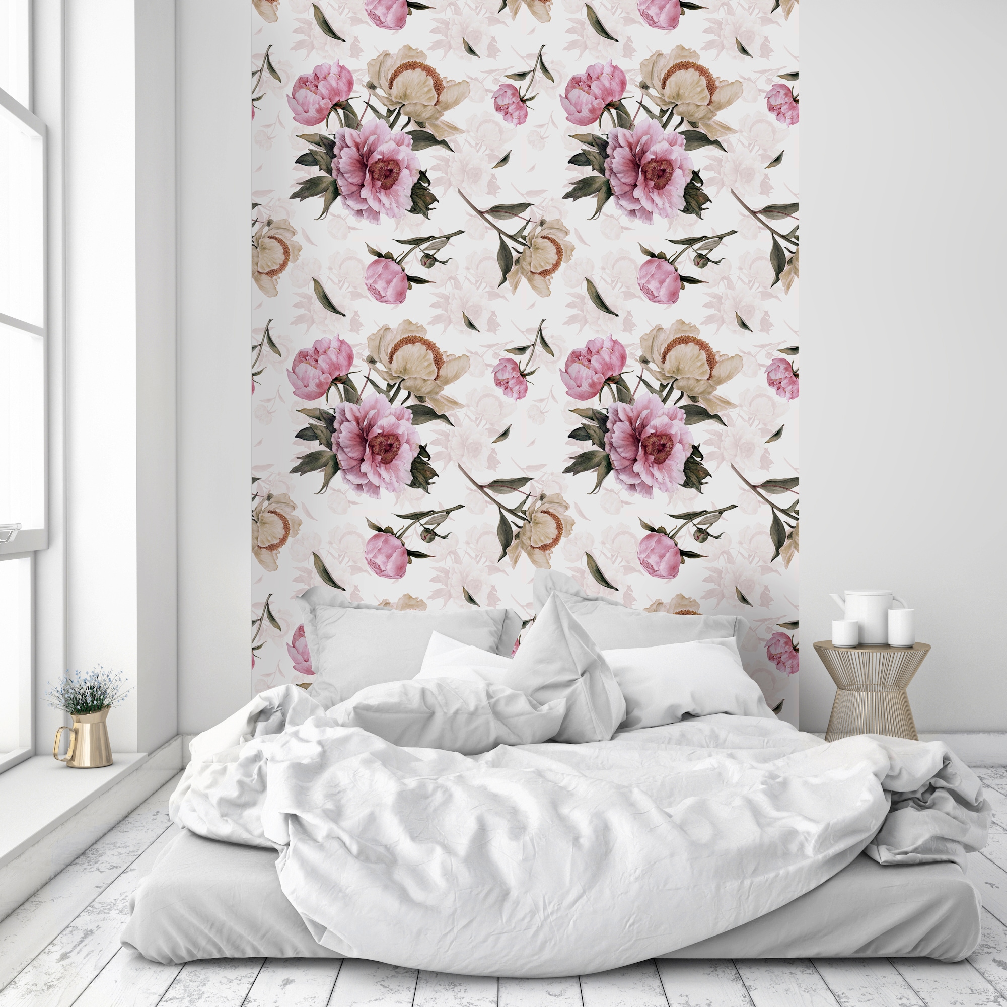 queence Vinyltapete »Milena«, bedruckt-Motiv-botanisch-floral-gemustert-natürlich, 90x250cm, selbstklebend, kinderleichte Anbringung, Sticker