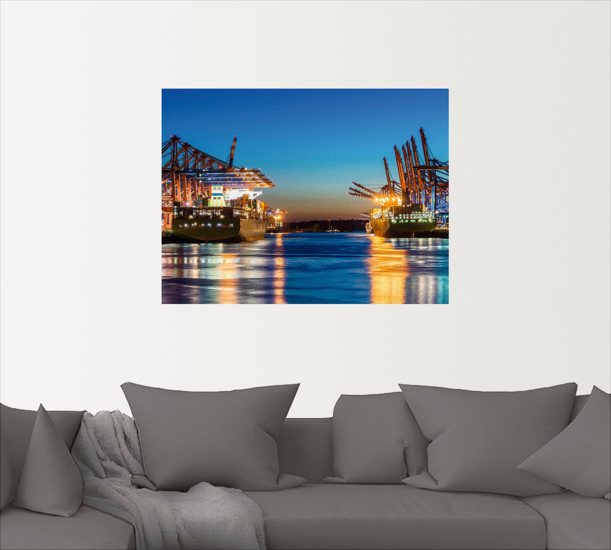 Artland Wandbild »Hamburg Hafen am Abend 2«, Deutschland, (1 St.), als  Alubild, Leinwandbild, Wandaufkleber oder Poster in versch. Größen  bestellen | BAUR