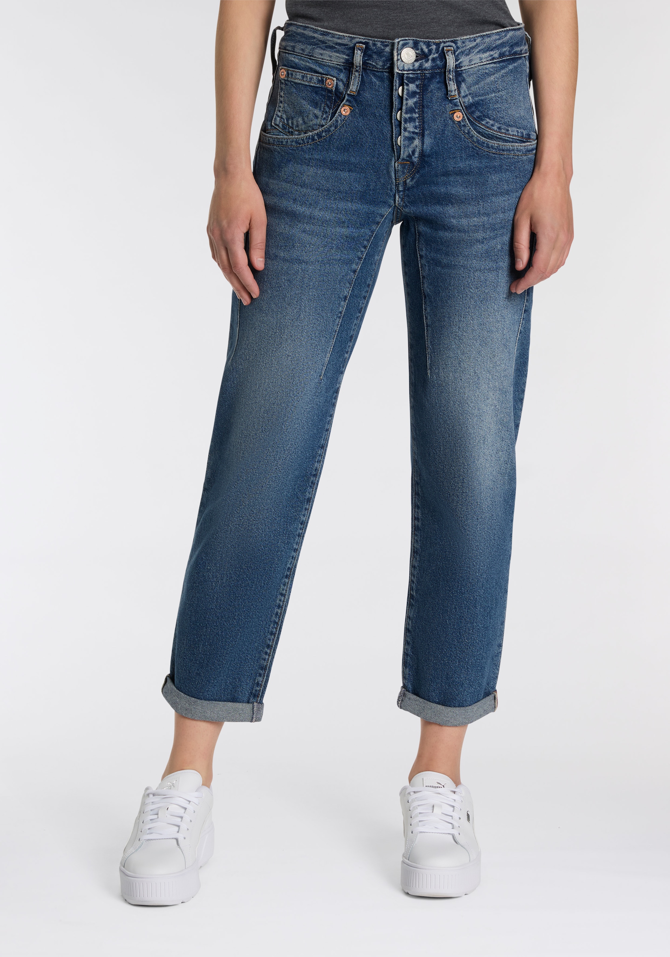 Herrlicher 5-Pocket-Jeans "Shyra Tap Denim", mit hohem Bund, Cropped günstig online kaufen