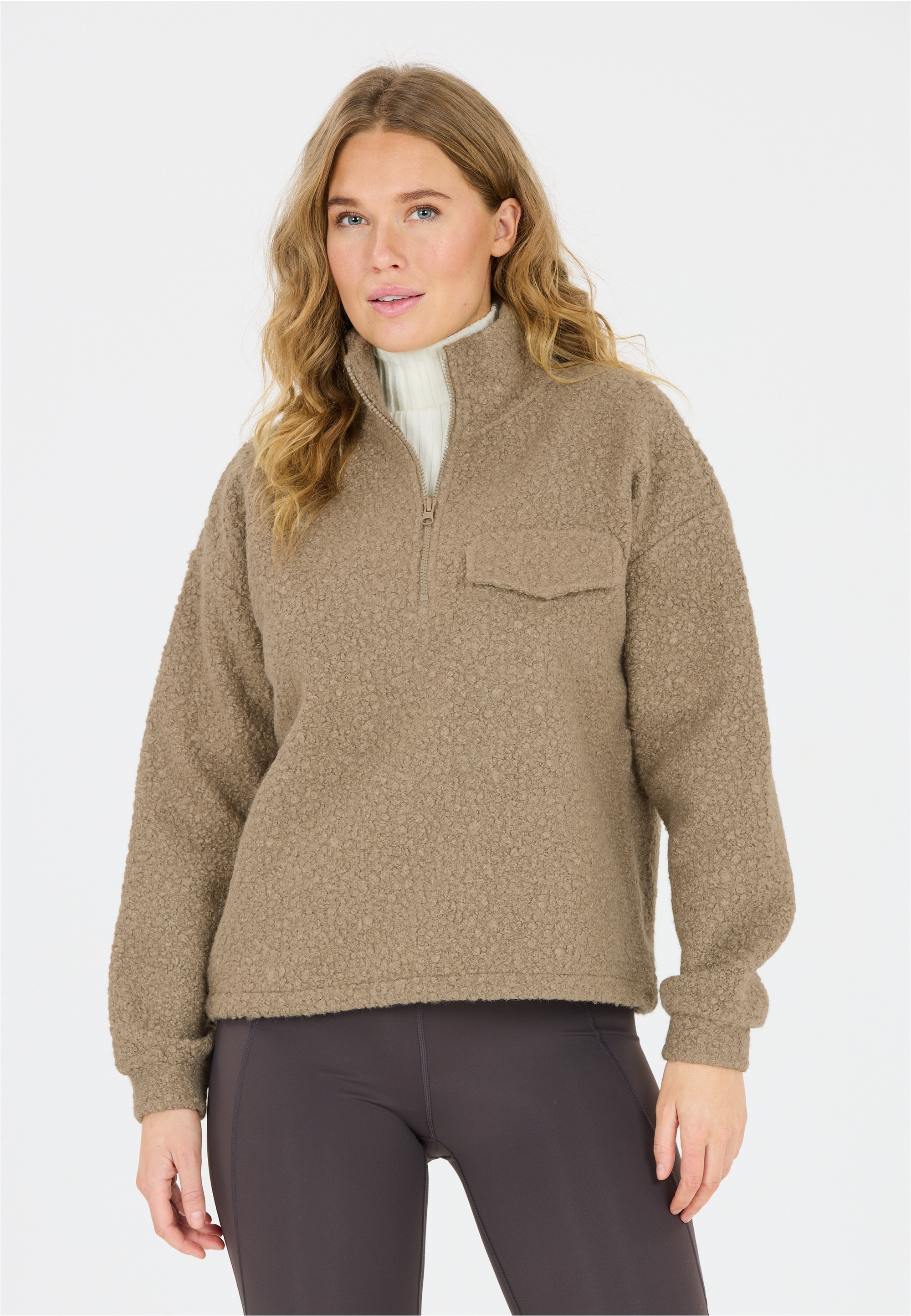 ATHLECIA Strickpullover "Florrie", mit Teddy-Fleece und halbem Reißverschlu günstig online kaufen
