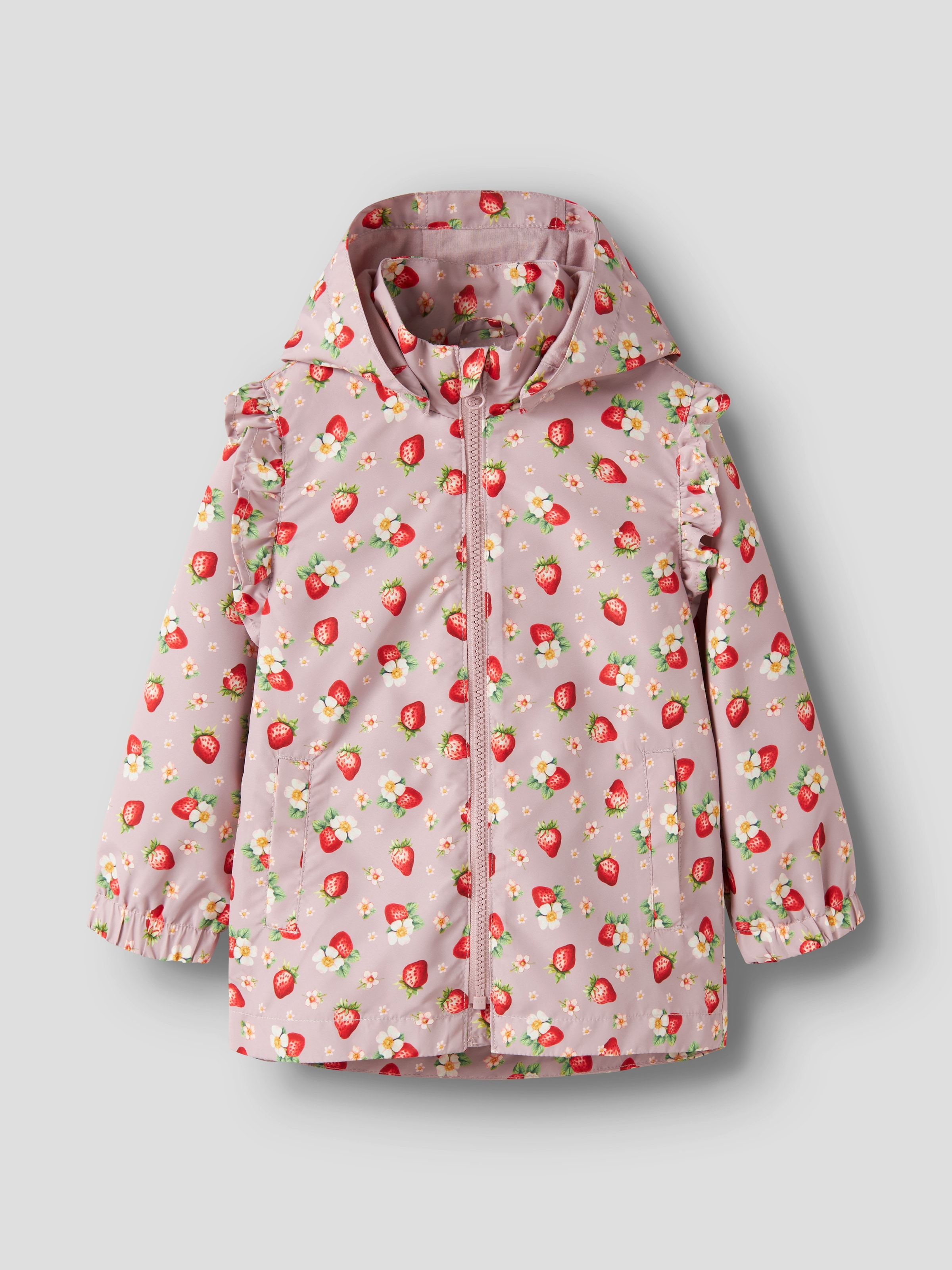 Name It Outdoorjacke »NMFMAXI JACKET LI FRILL AOP« mit Kapuze