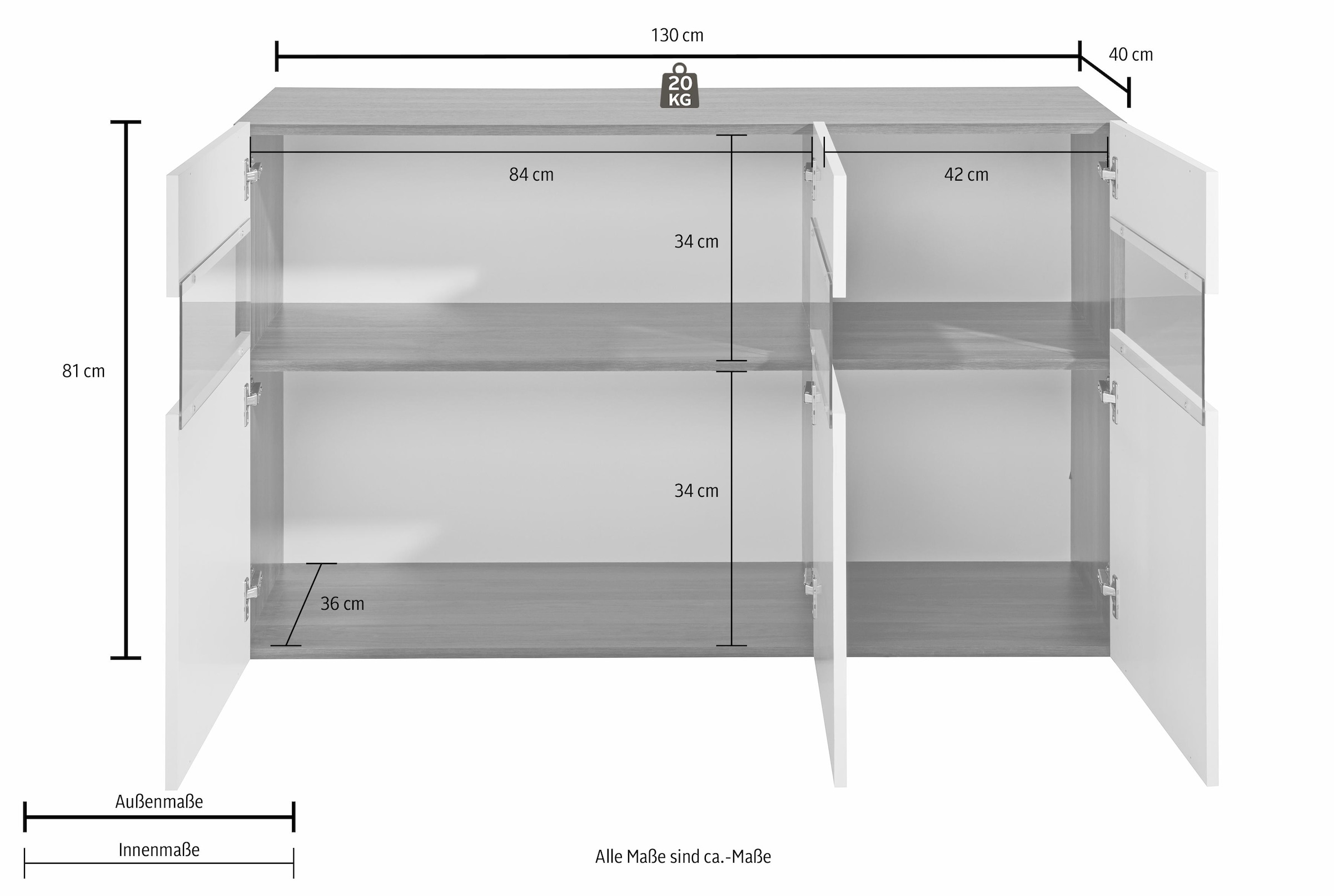 INOSIGN Sideboard, Breite 130 cm, ohne Beleuchtung günstig online kaufen